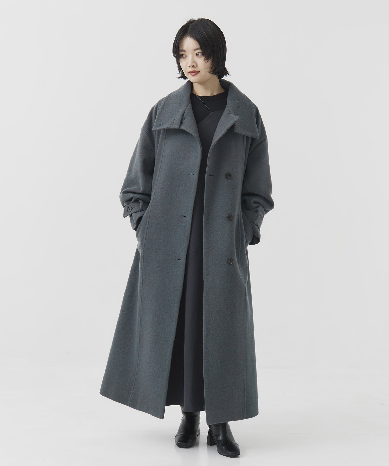 〈再入荷〉スタンドカラーロングコート
