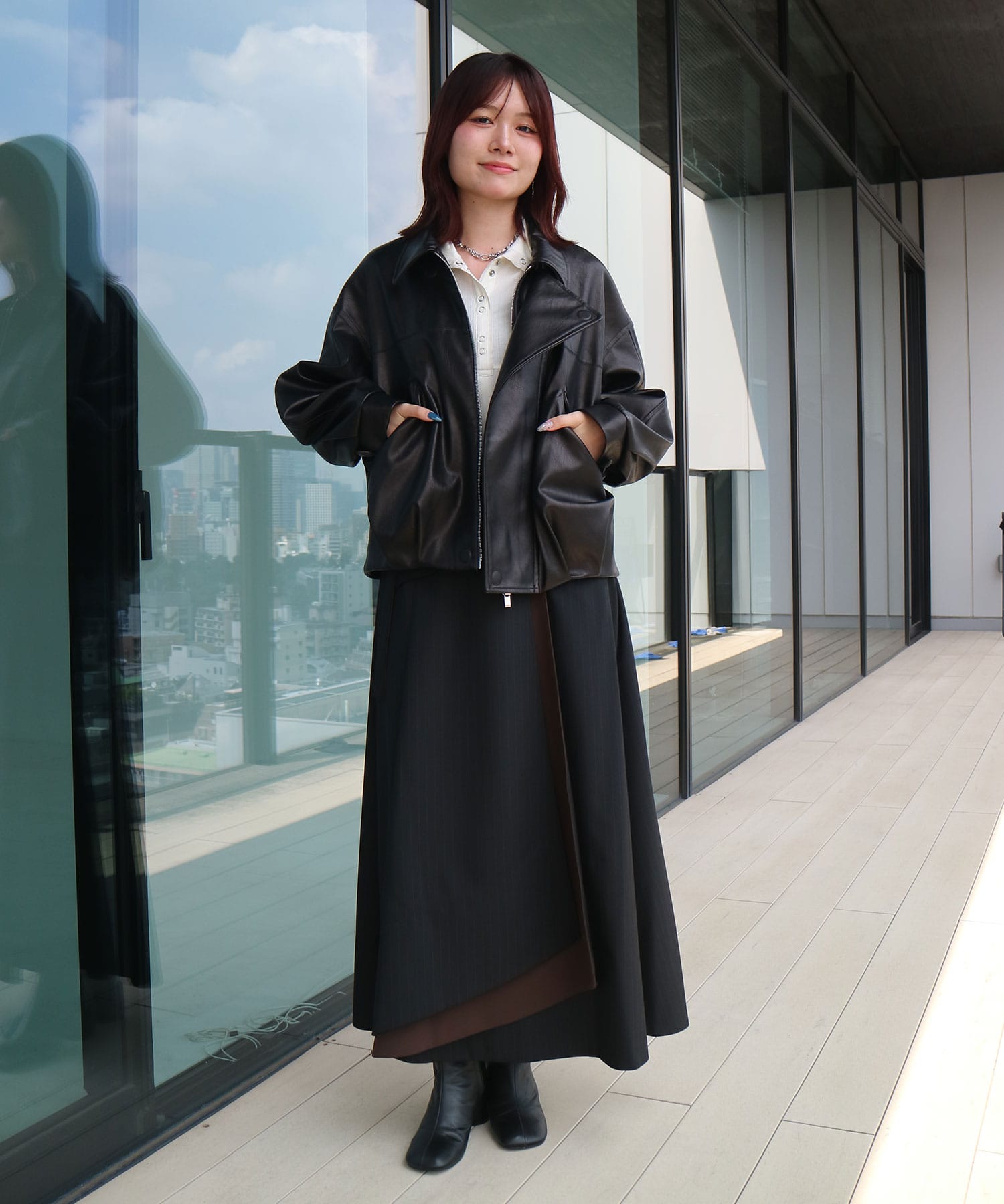 〈WEB限定先行予約〉コクーンレザーボンバージャケット