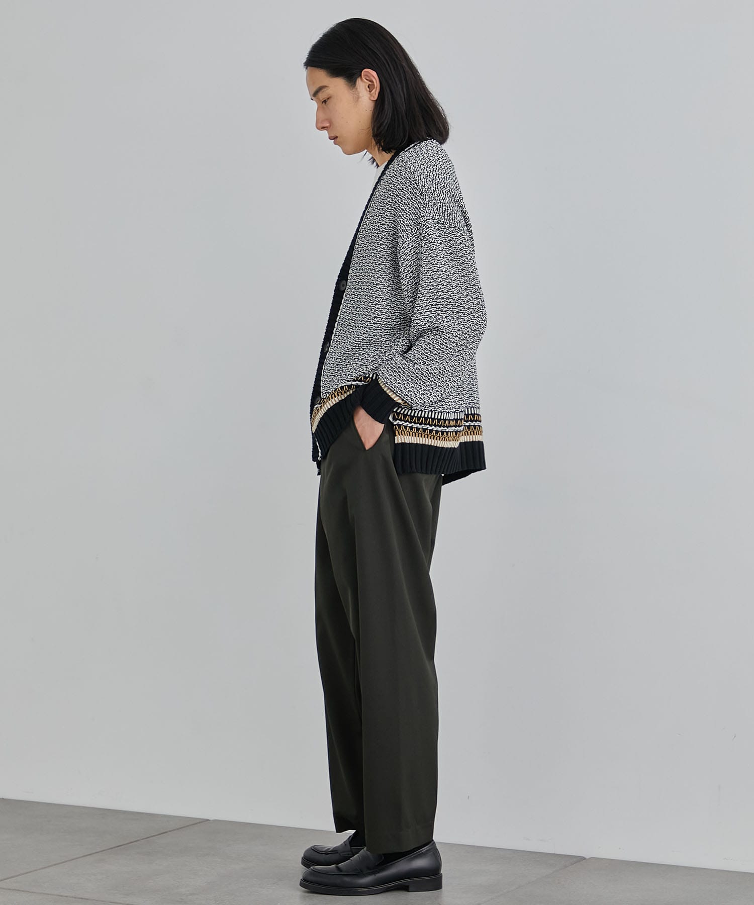 5GGミックスカラーステッチカーディガン