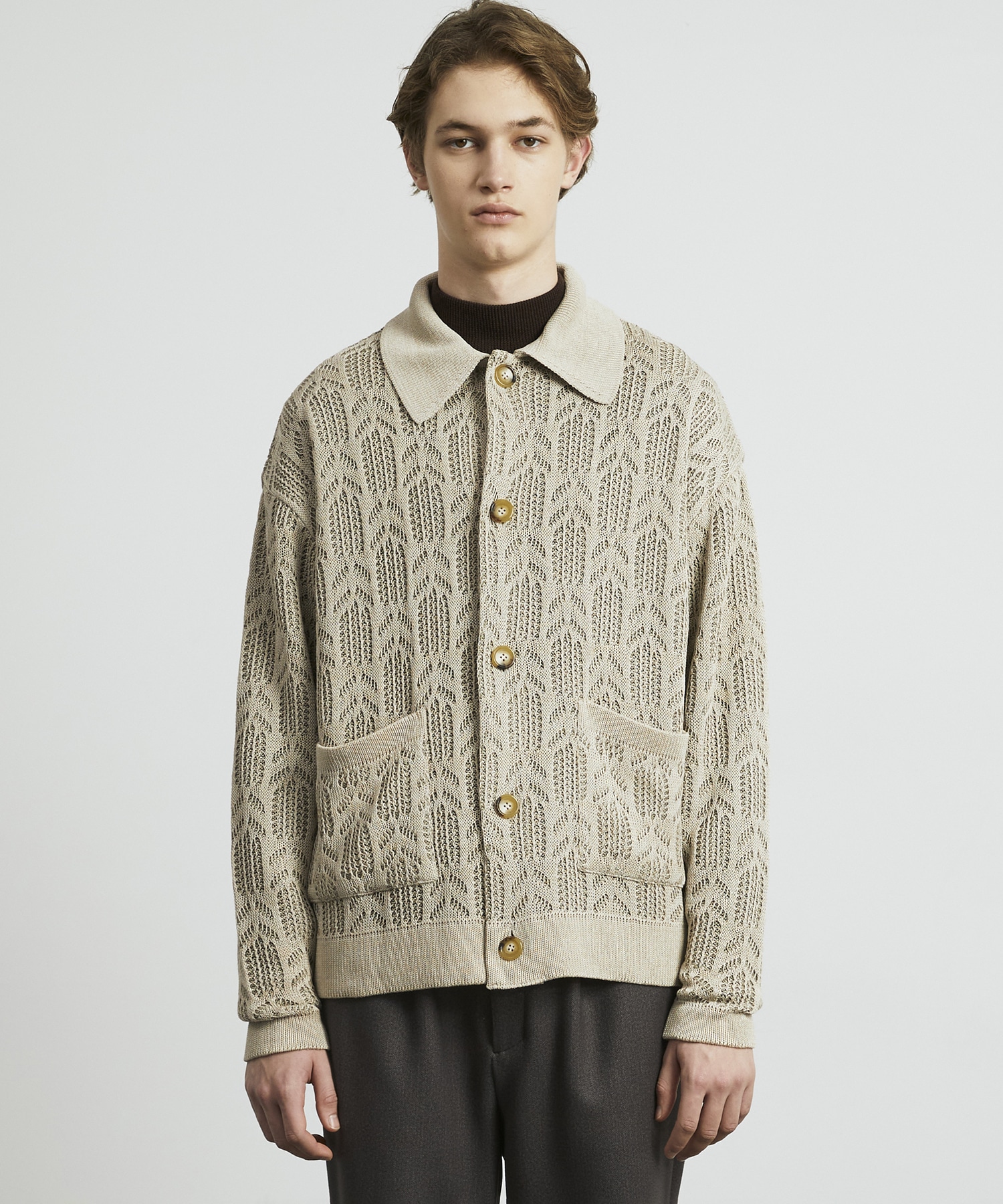 ダブルメッシュ ペーパーヤーン ニットジャケット