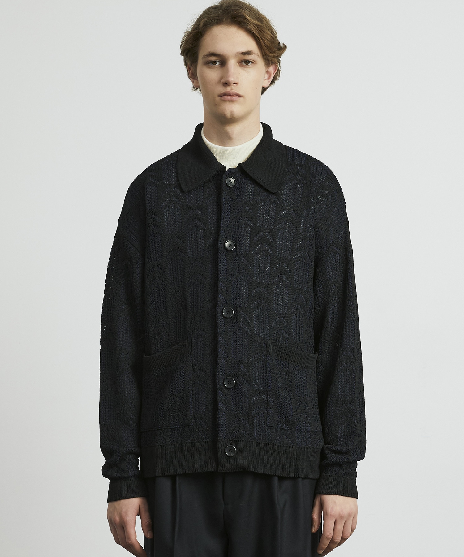 ダブルメッシュ ペーパーヤーン ニットジャケット