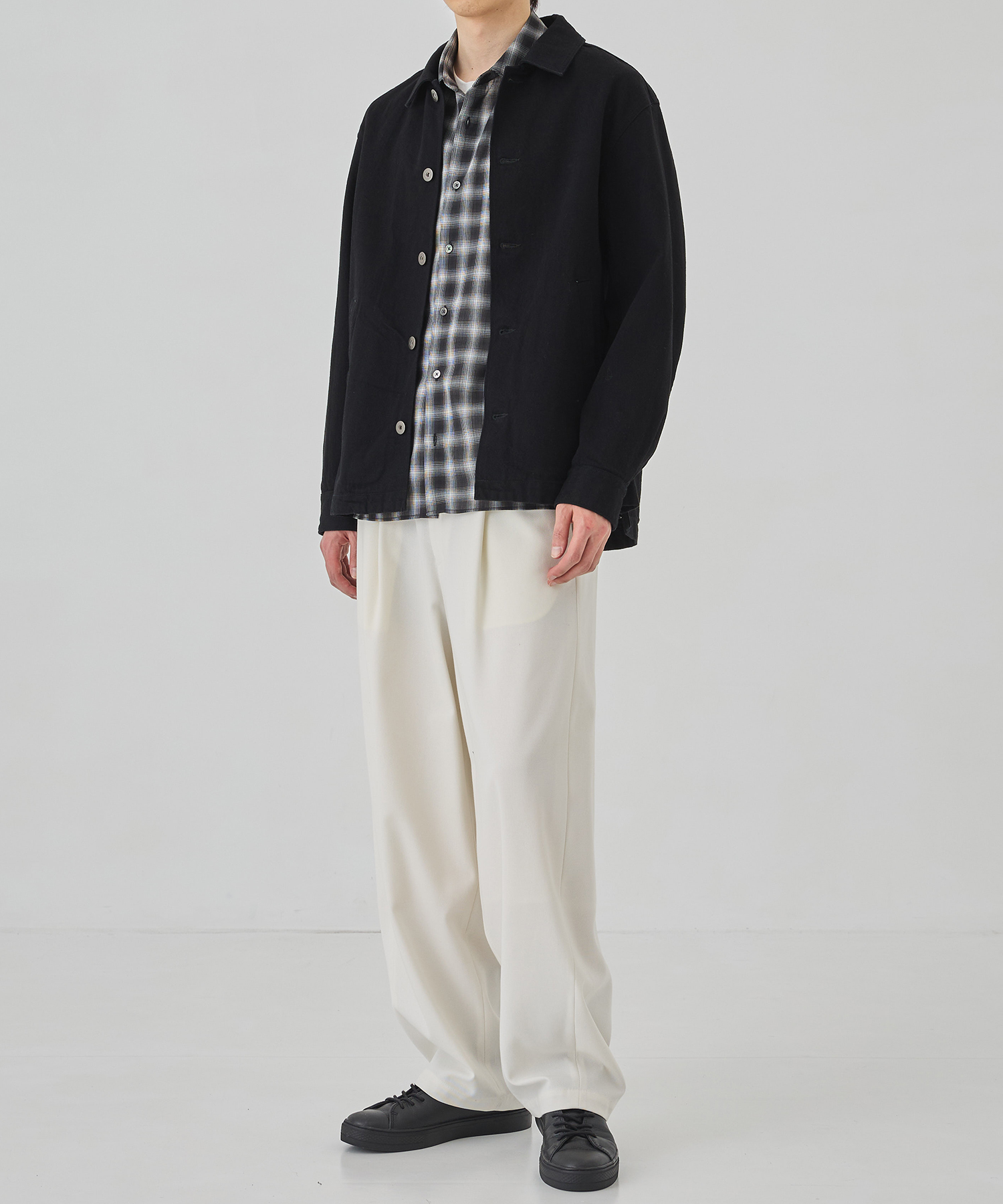 DRY WOOL シアーオンブレチェックシャツ