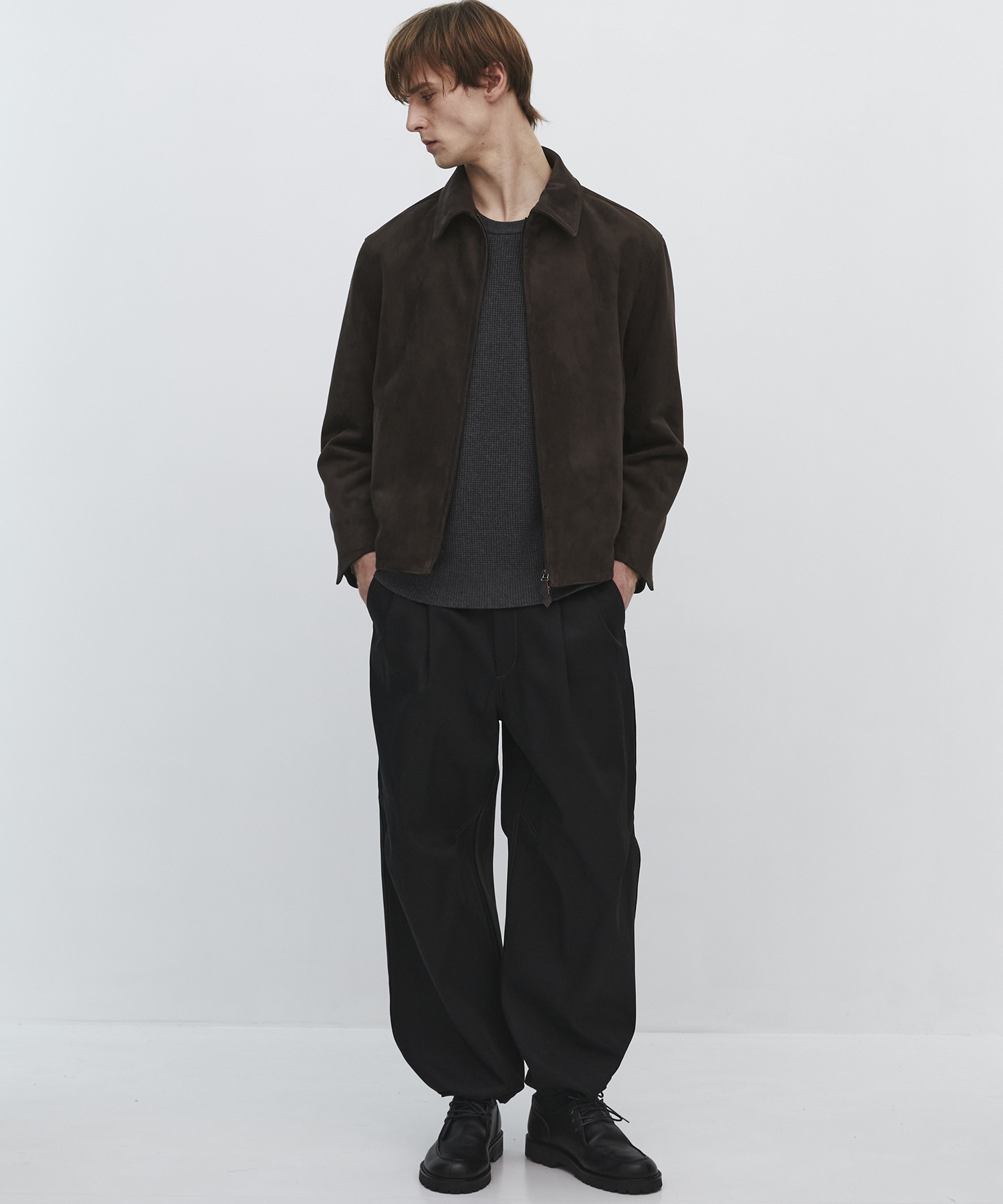 〈2026SS｜残りわずか｜再入荷なし〉LEATHER TEX SUEDE HARRINGTON JACKET