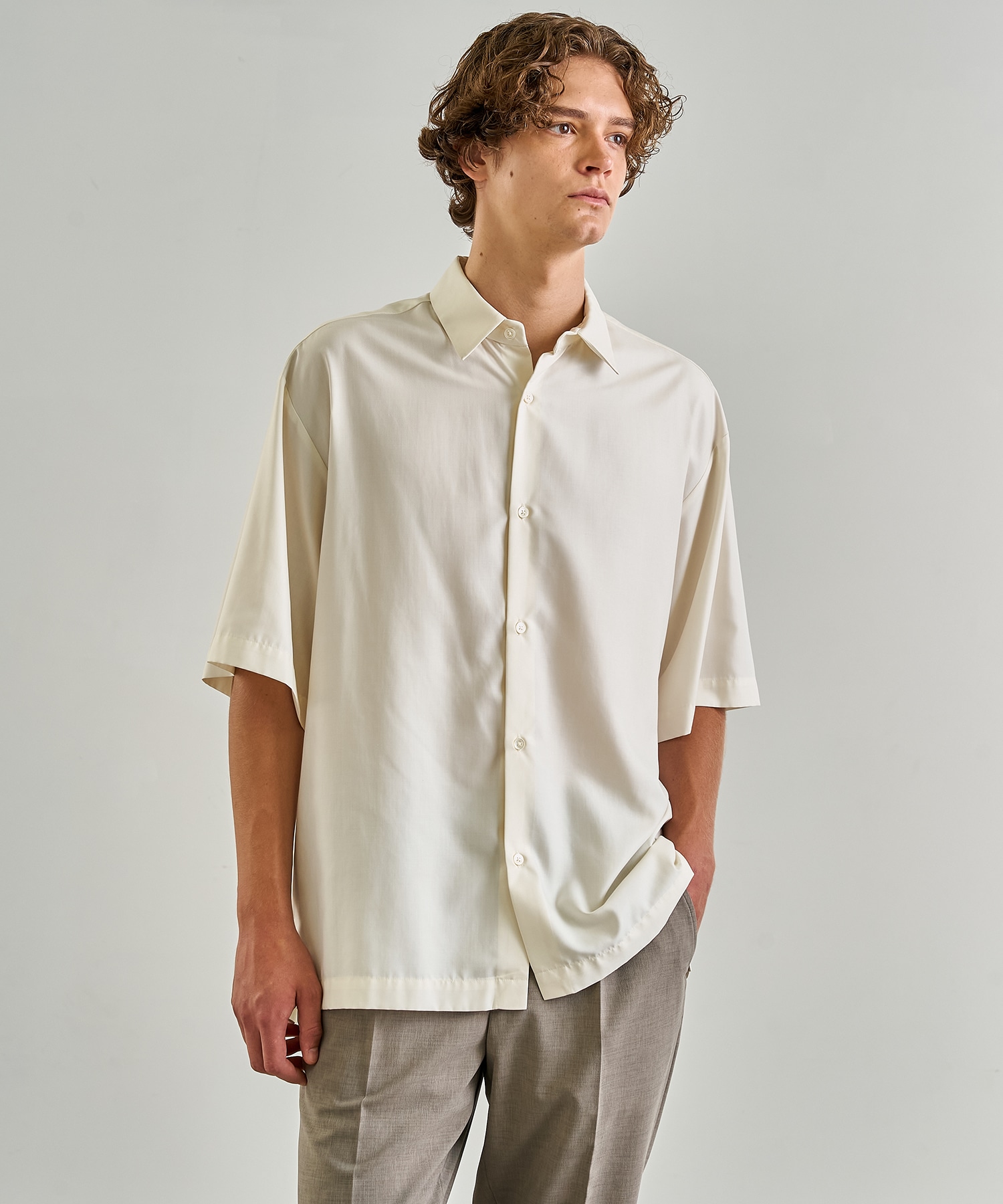 DRY RAYON ショートスリーブシャツ(1 OFF WHITE): : メンズ