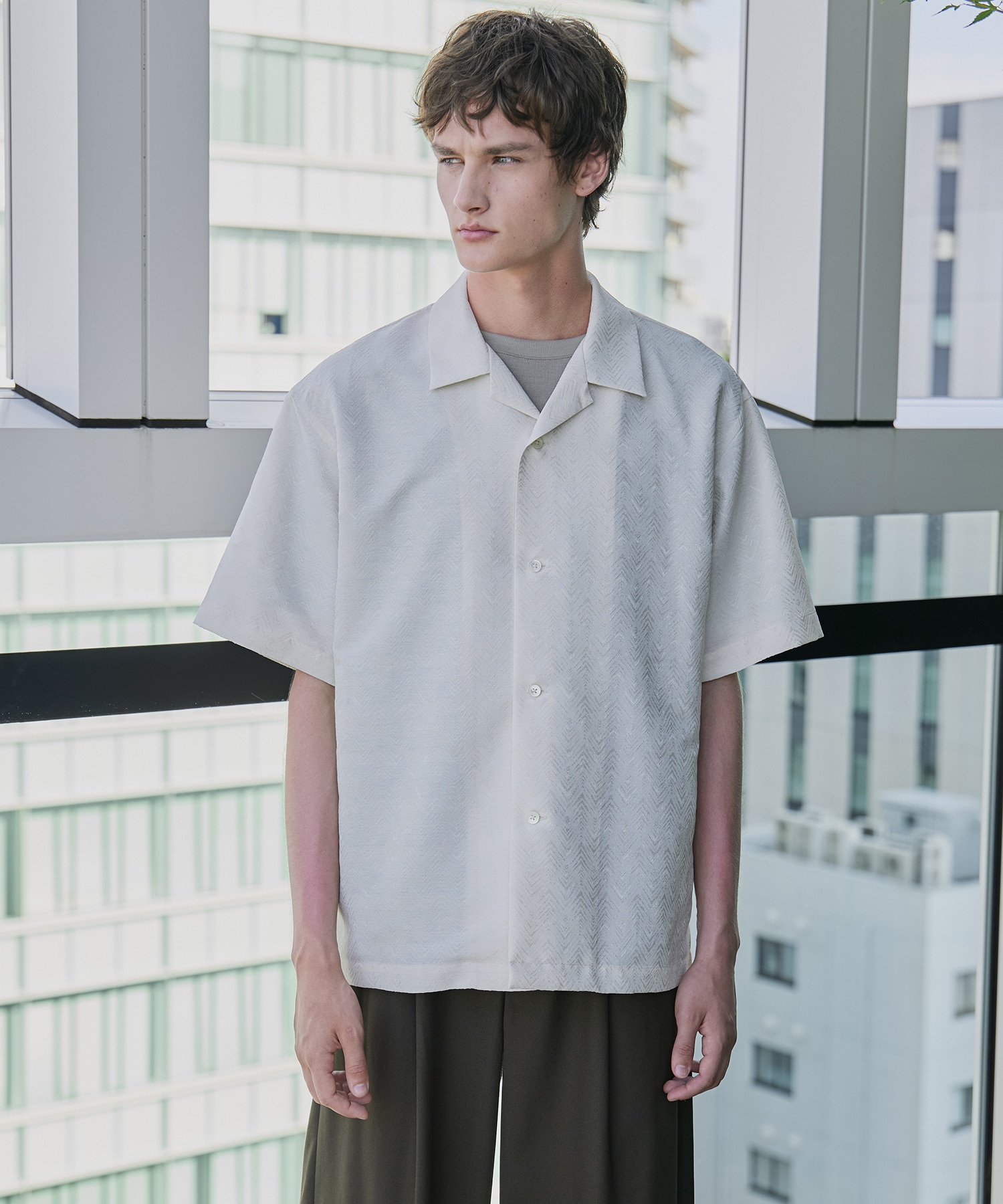 〈新発売〉ヘリンボーンジャガードシャツ S/S