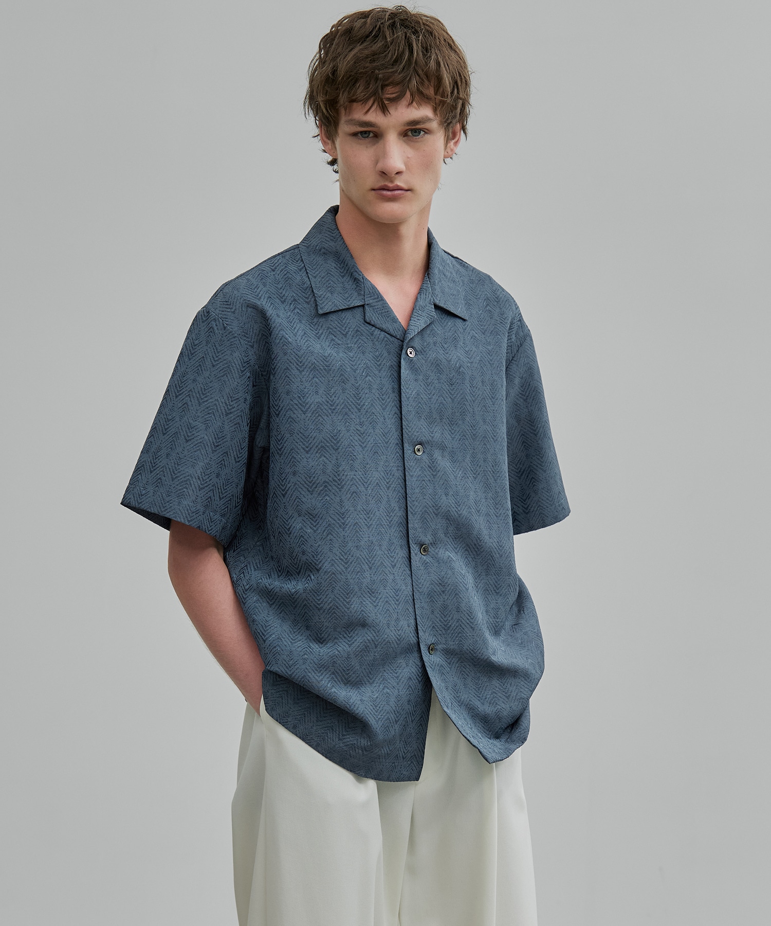 〈新発売〉ヘリンボーンジャガードシャツ S/S