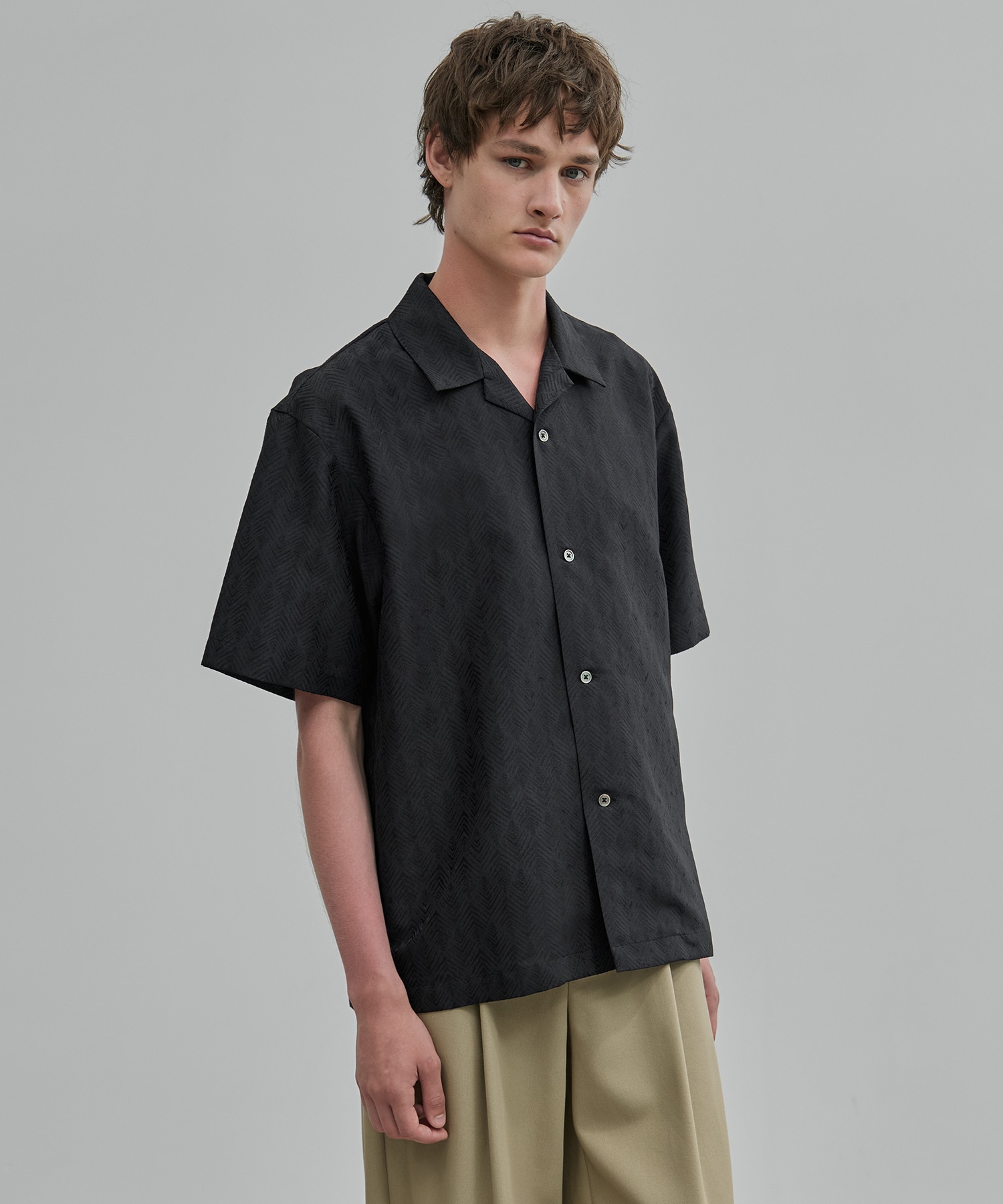 〈新発売〉ヘリンボーンジャガードシャツ S/S