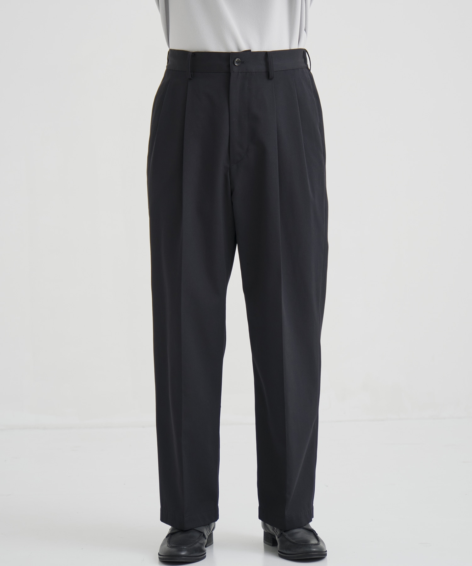 WOOL COTTON ギャバ 2タックパンツ