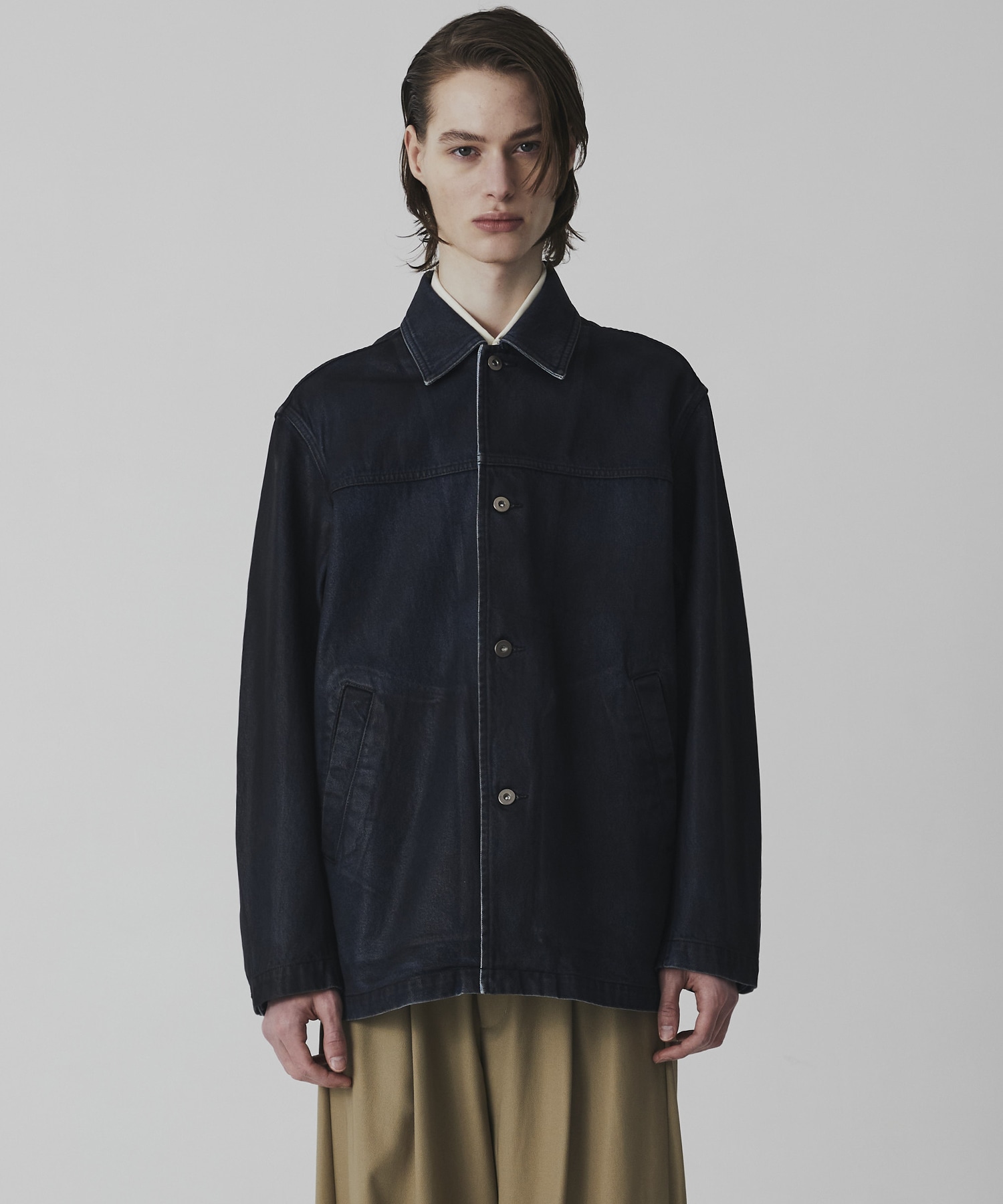 〈残りわずか|再入荷なし〉コーティングデニムカバーオール