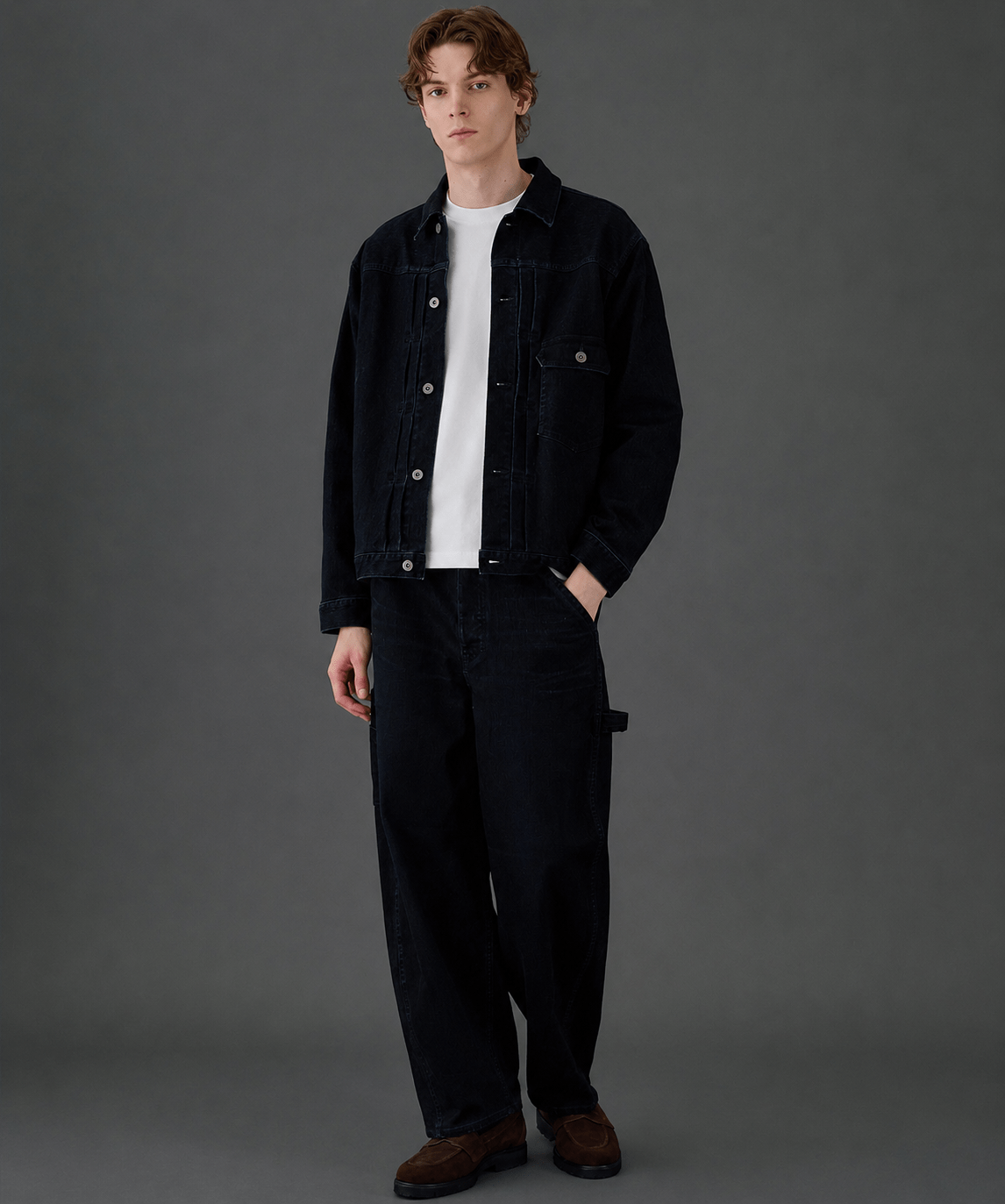 残りわずか｜再入荷なし〉フロッキーデニムジャケット(1 BLACK
