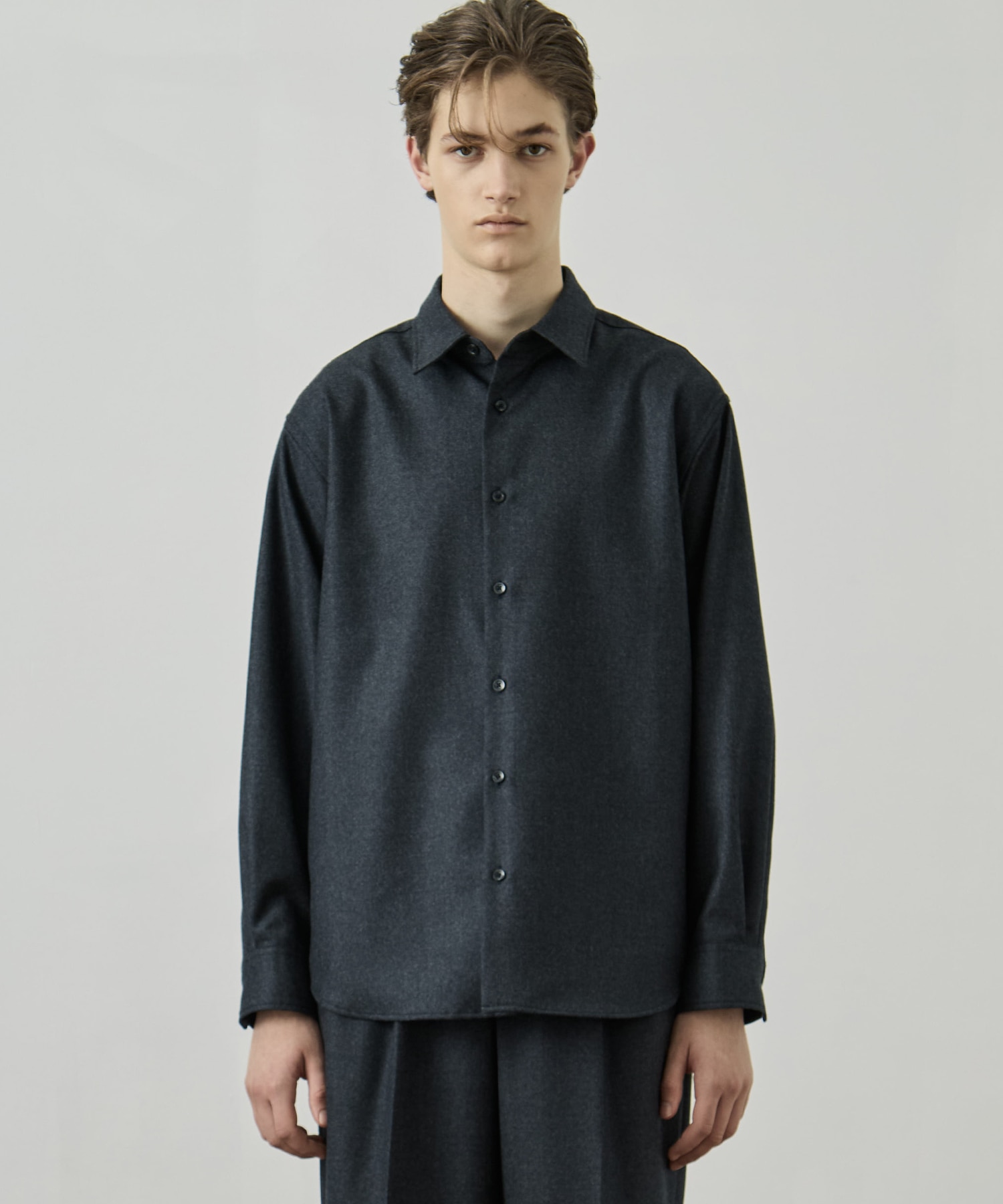 ウールフラノ レギュラーカラーシャツ