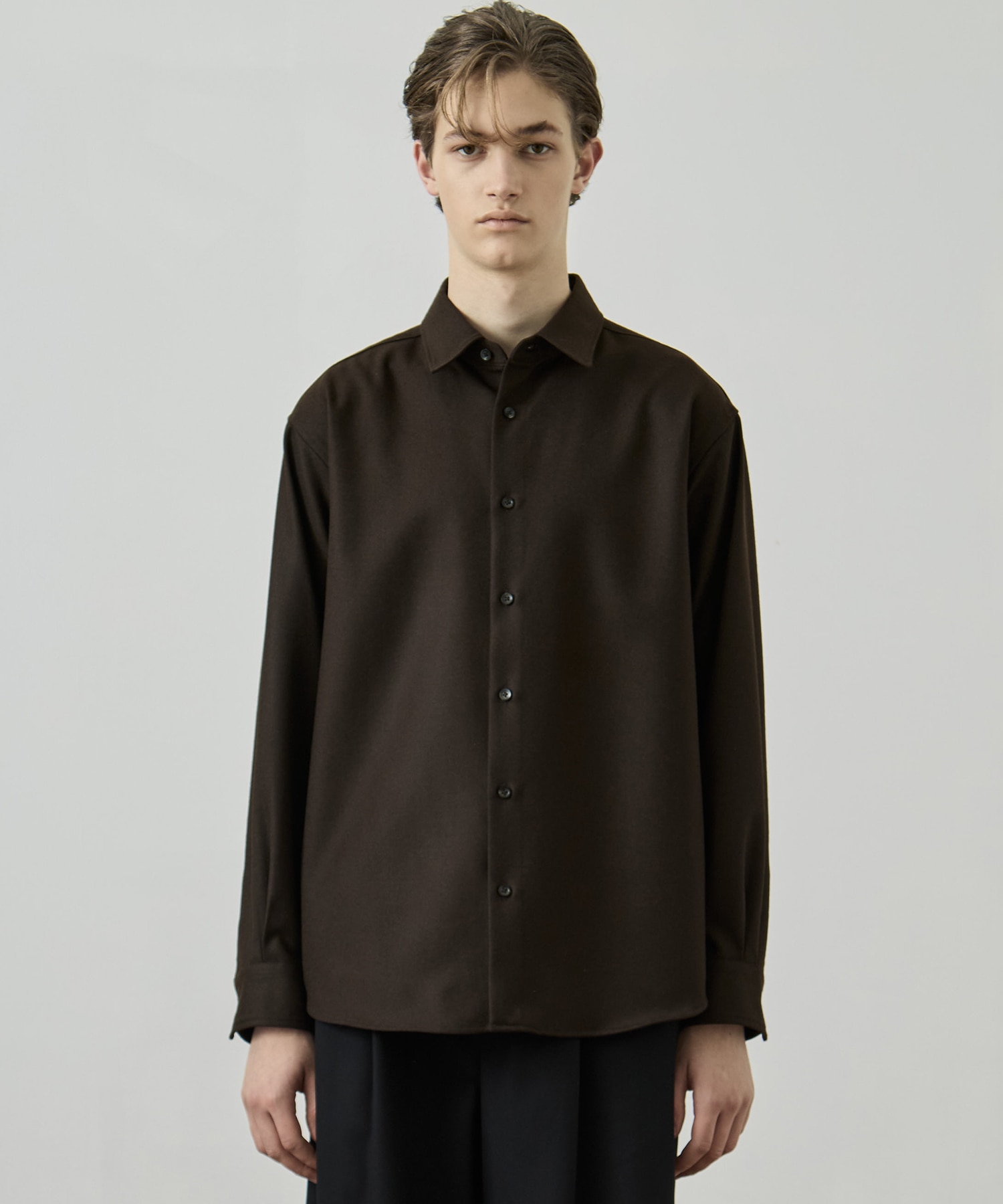 〈残りわずか〉ウールフラノ レギュラーカラーシャツ