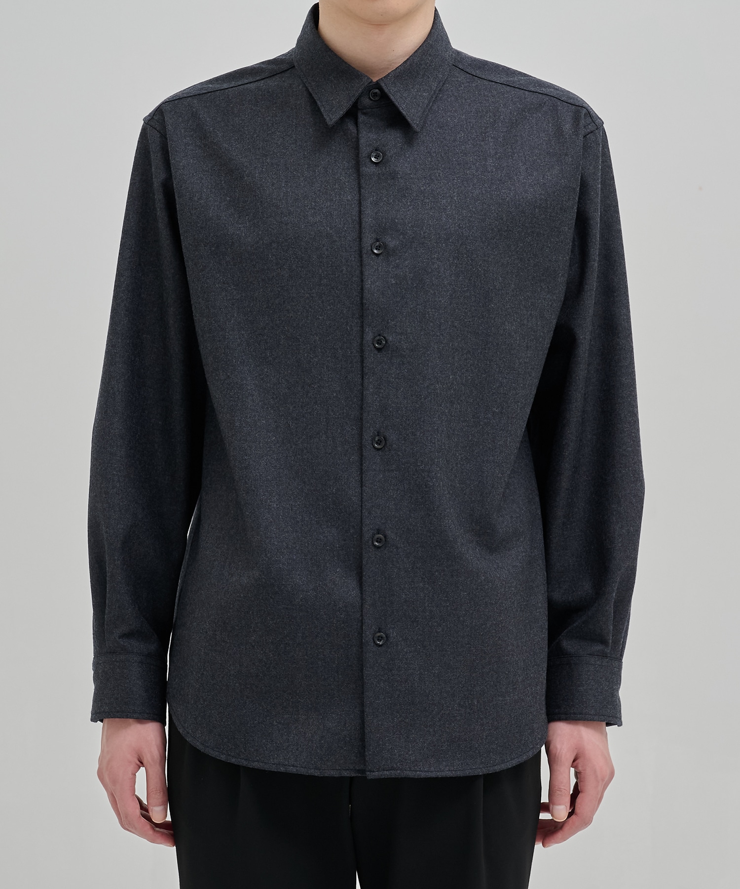 〈残りわずか|再入荷なし〉ウールフラノ レギュラーカラーシャツ
