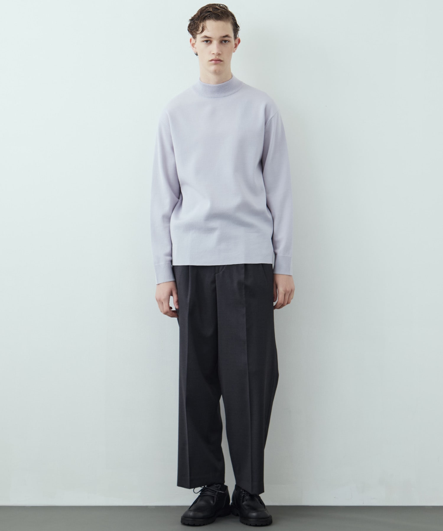 18Gウールミラノリブモックネックニット