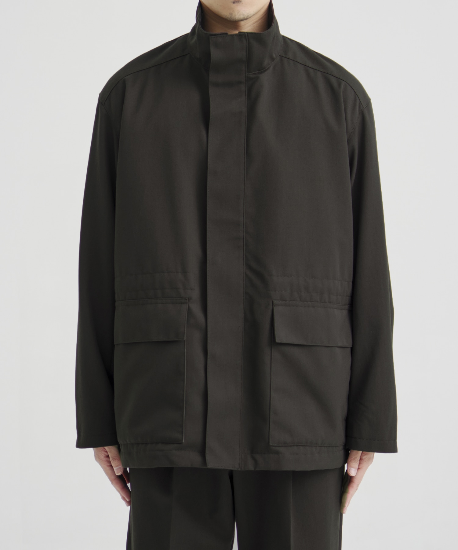 WOOL COTTON ギャバ スタンドカラーブルゾン