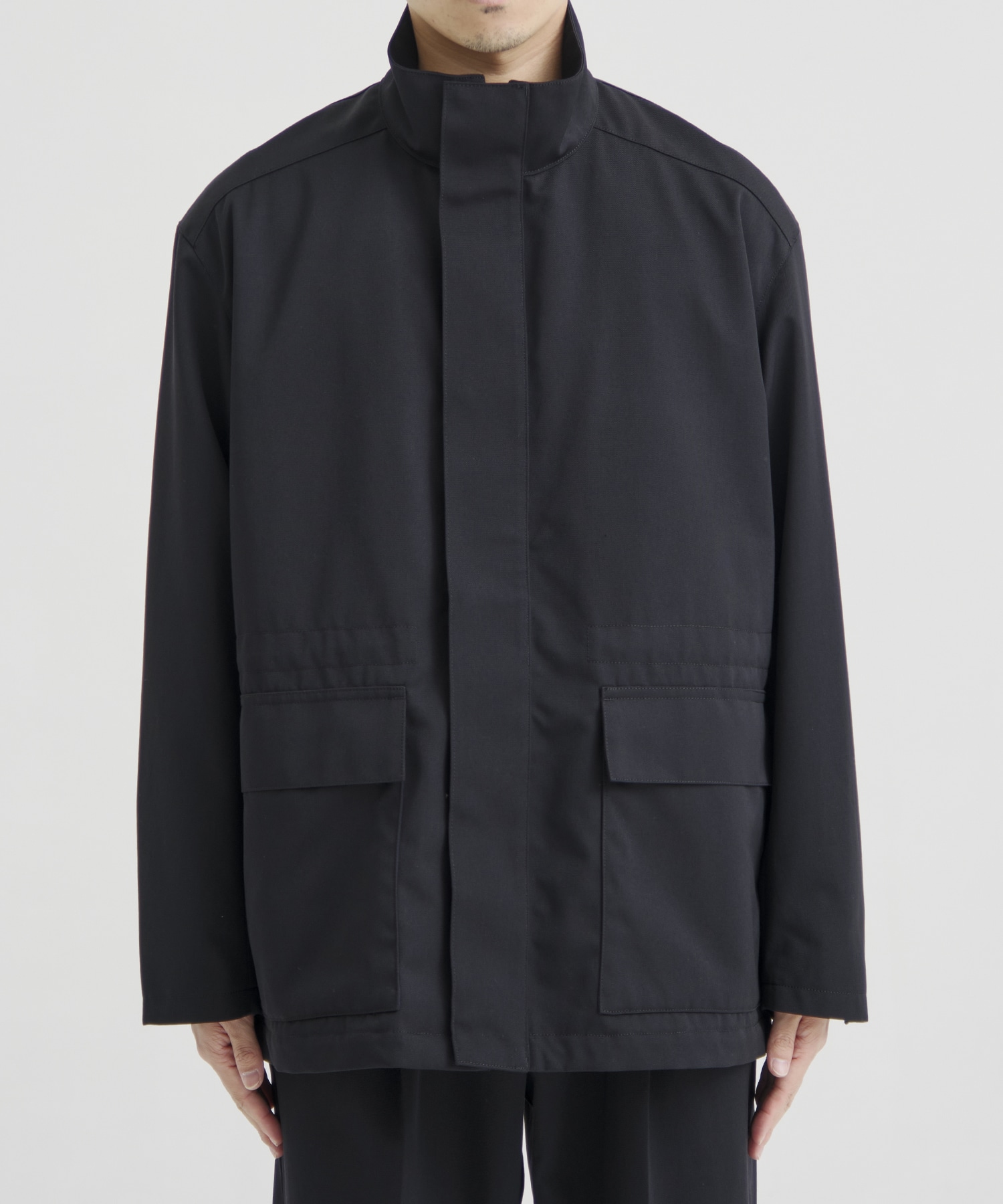 WOOL COTTON ギャバ スタンドカラーブルゾン