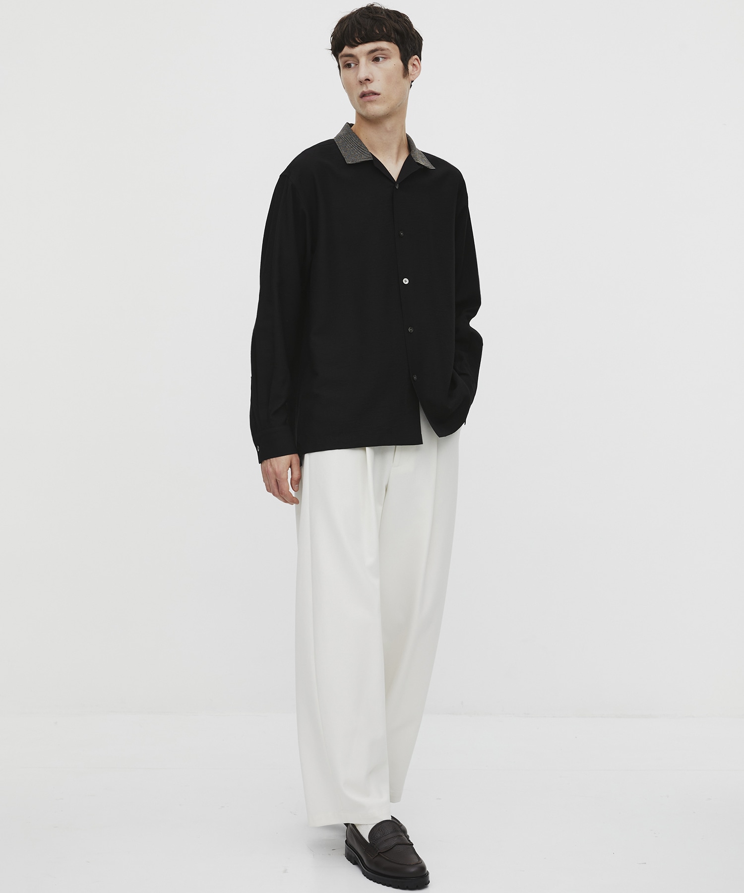 〈再入荷なし〉TWEED COLLER ロングスリーブシャツ