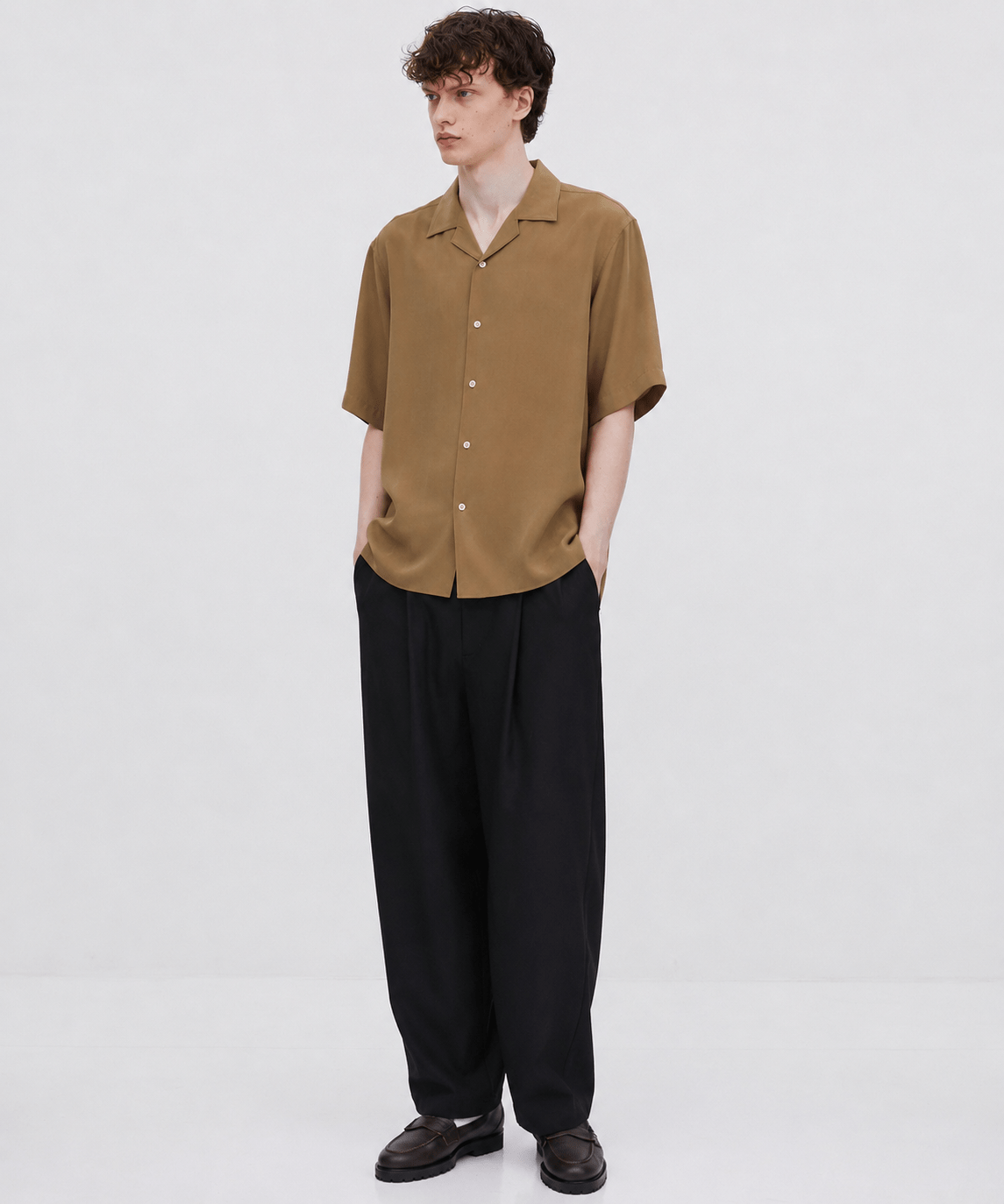 〈WEB限定〉フィブリルレーヨン オープンカラーシャツ