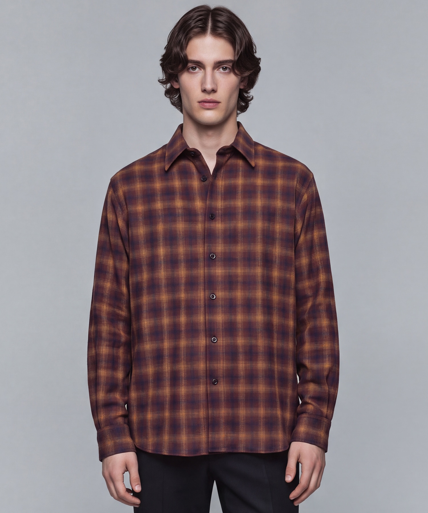 WOOL NYLON OMBRE CHECK SHIRT