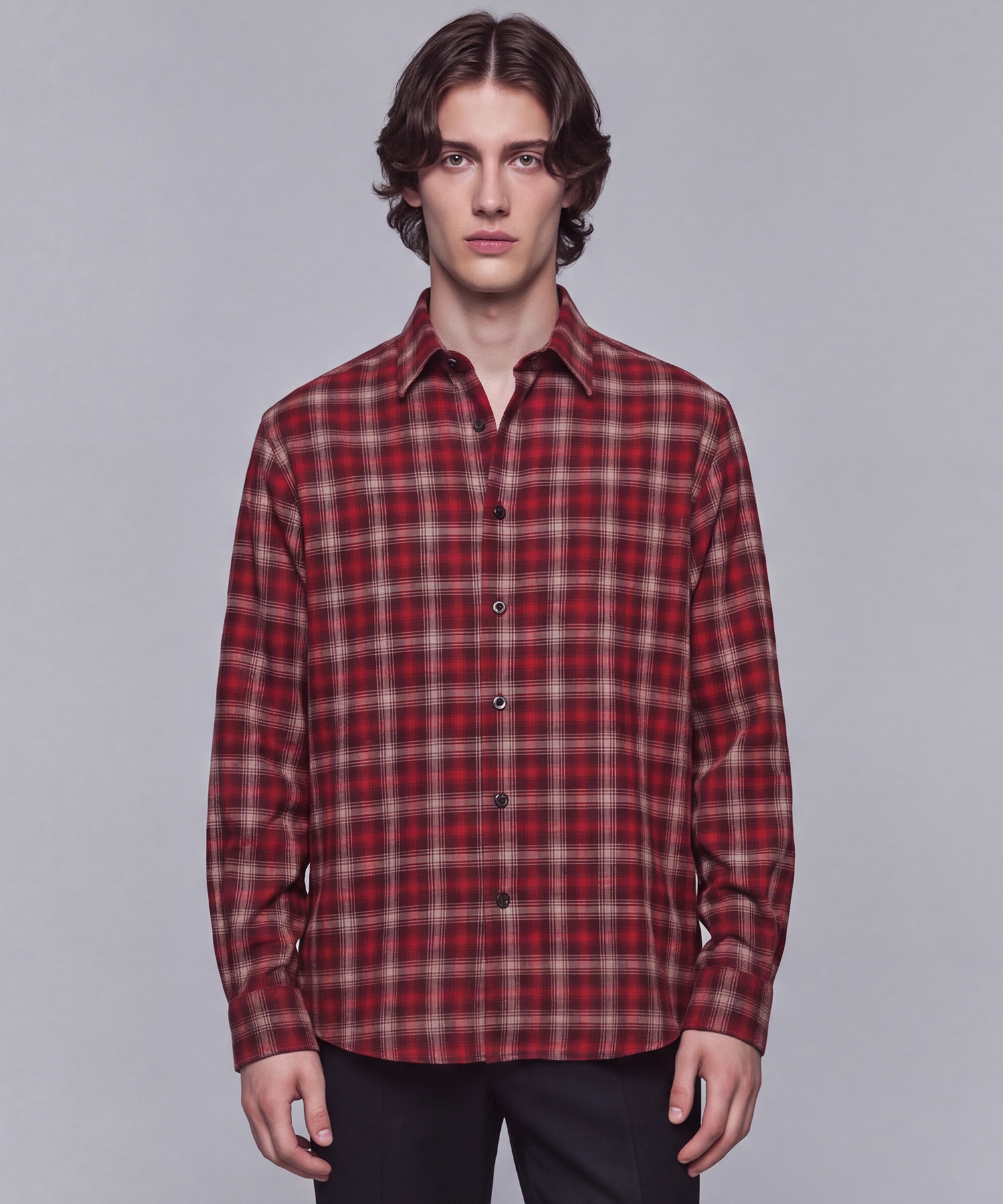 WOOL NYLON OMBRE CHECK SHIRT