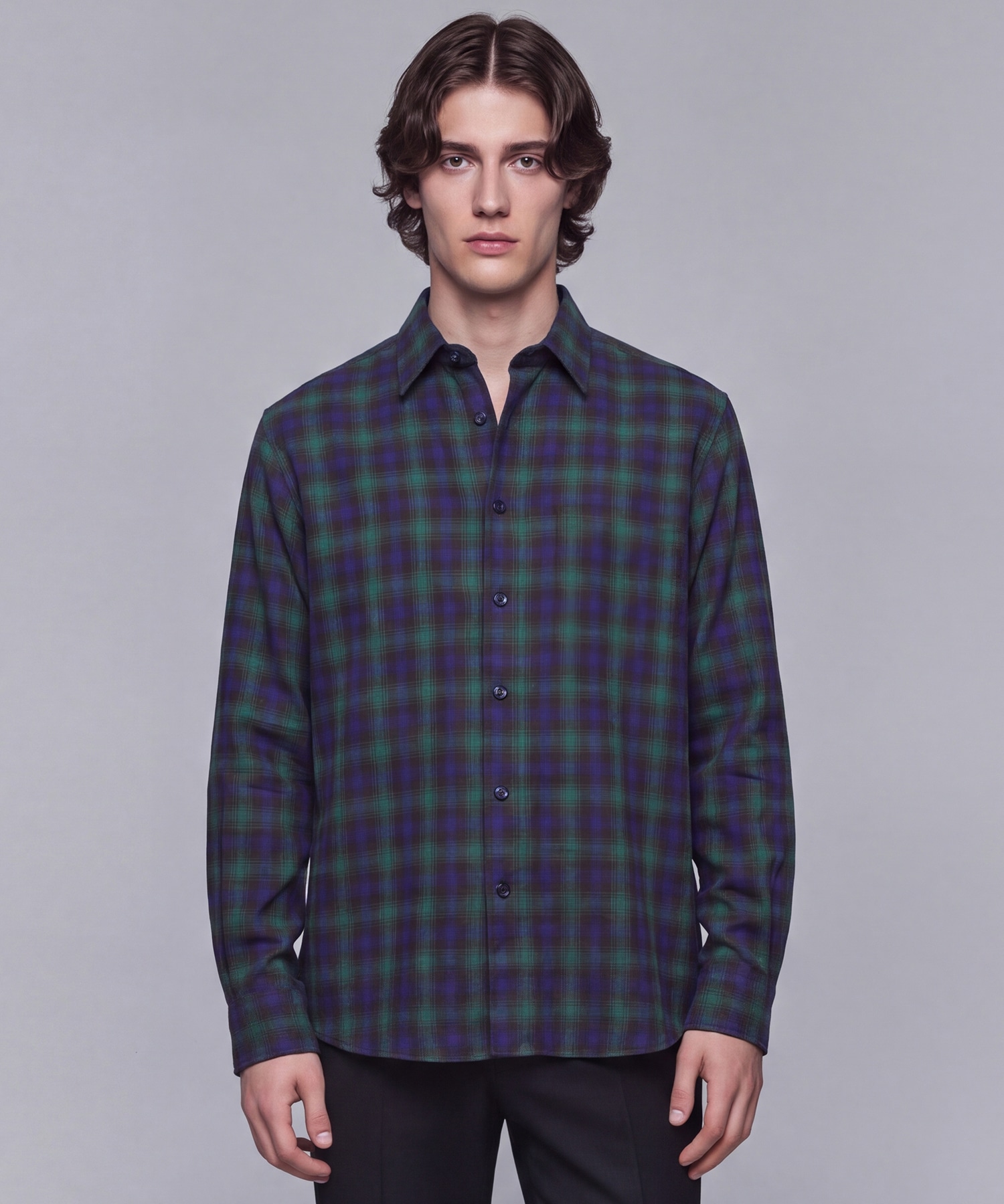 WOOL NYLON OMBRE CHECK SHIRT