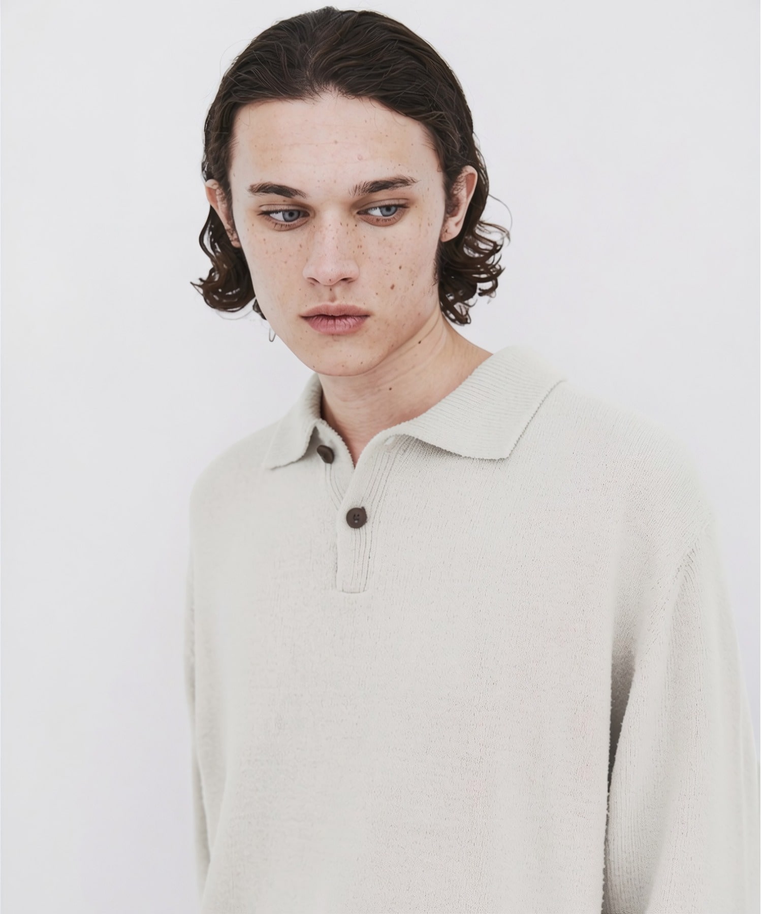 〈数量限定|サイズ1:残り1点〉7G SILK NEP TWEED POLO SHIRTS