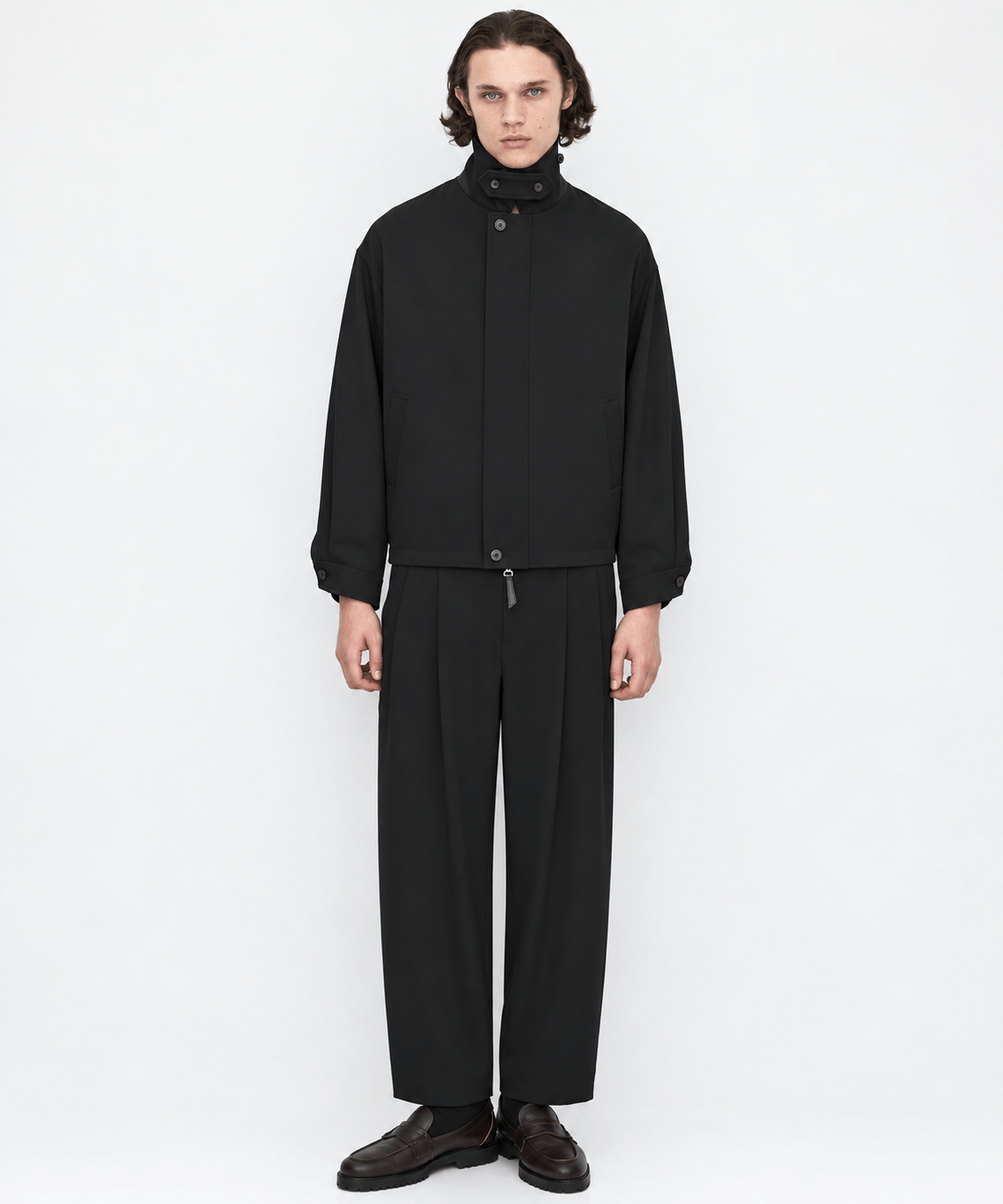 超撥水 WOOL GABARDINE 2タックバレルパンツ