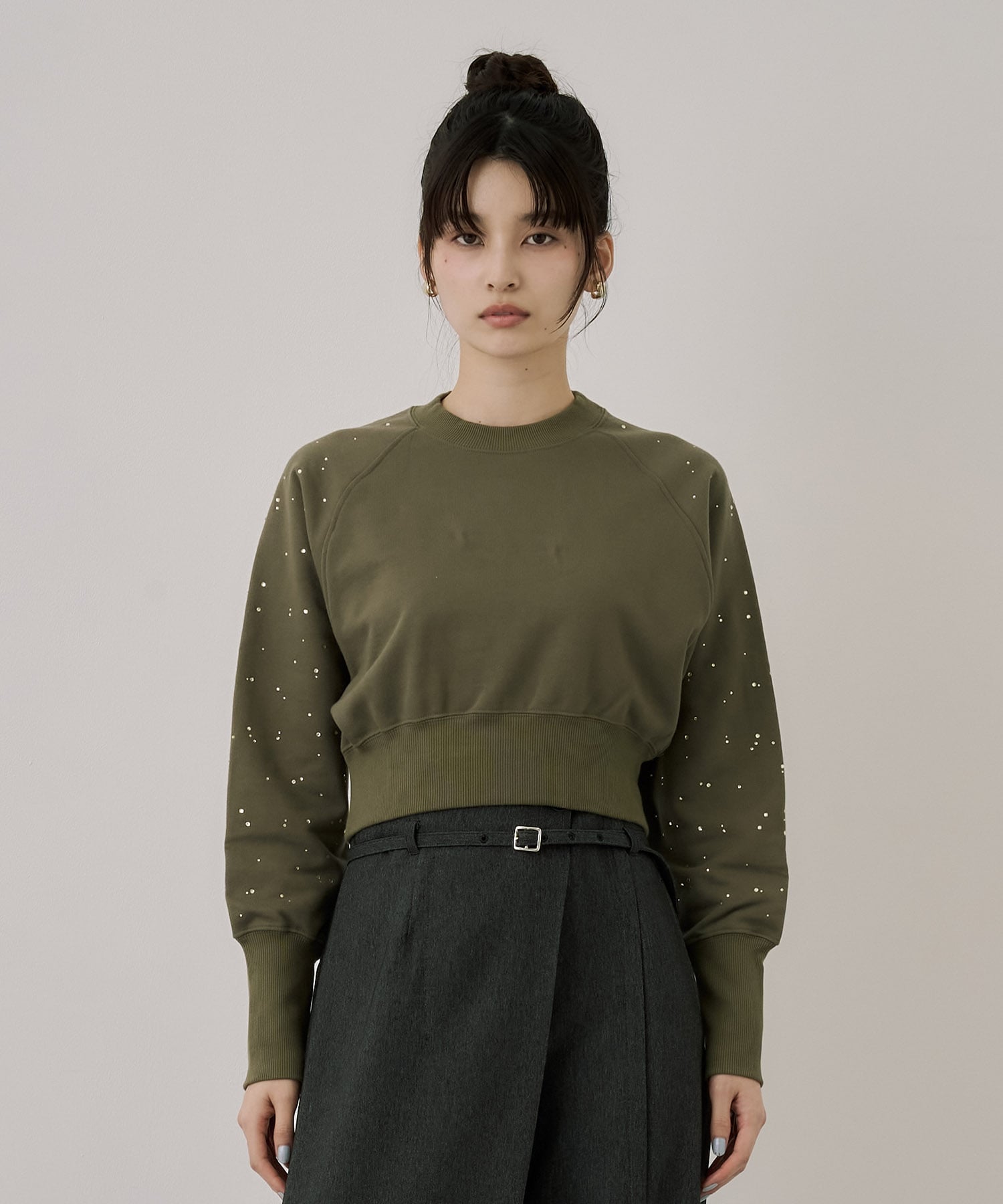 ラインストーンショートプルオーバー