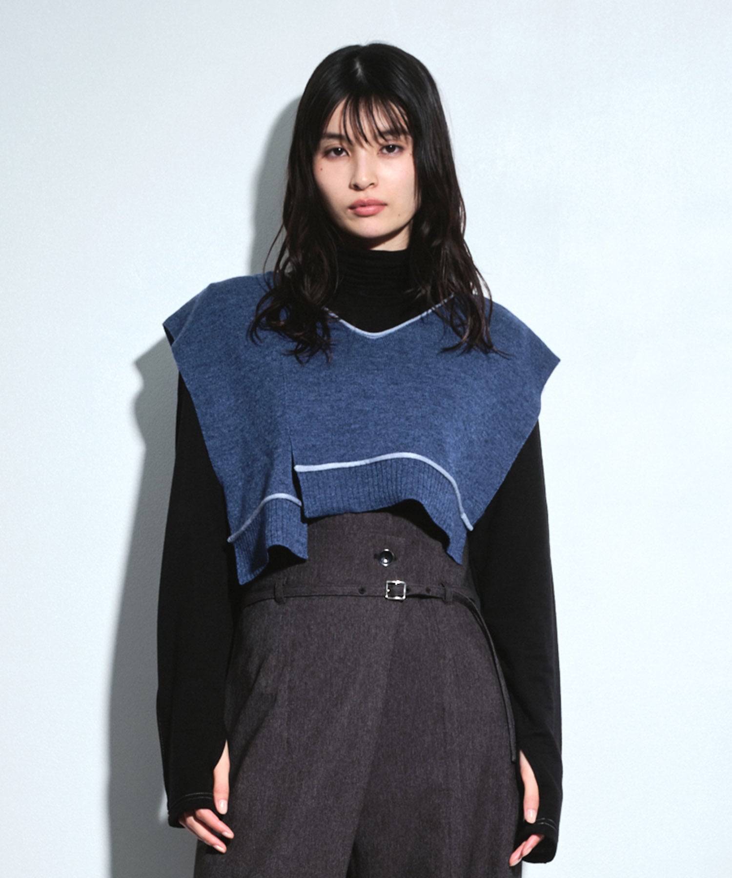 バックロングラインニットベスト