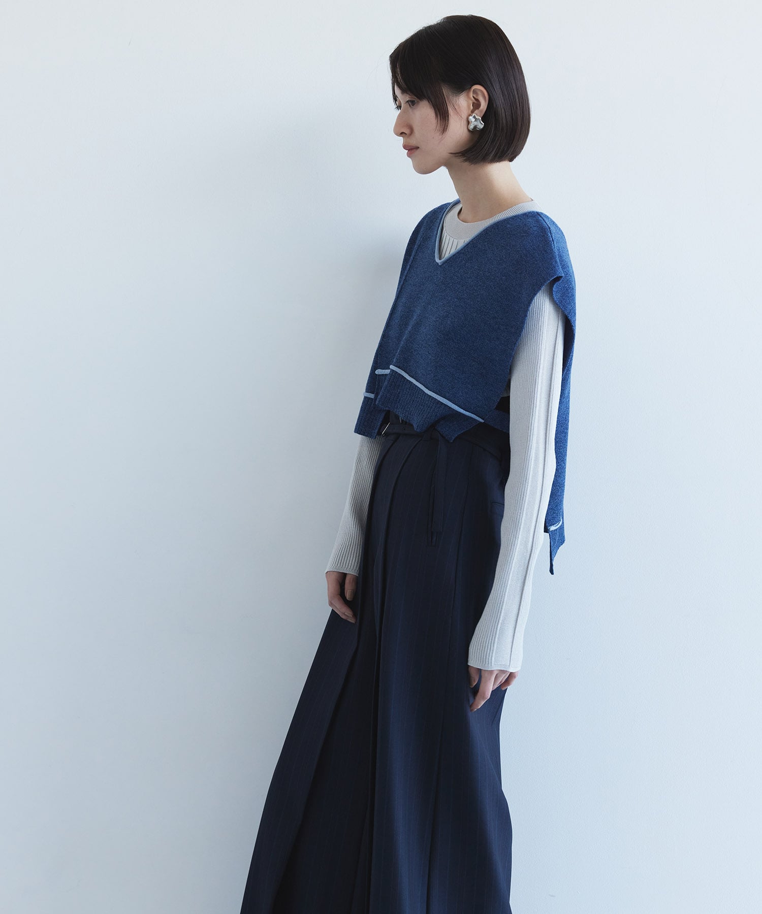 バックロングラインニットベスト