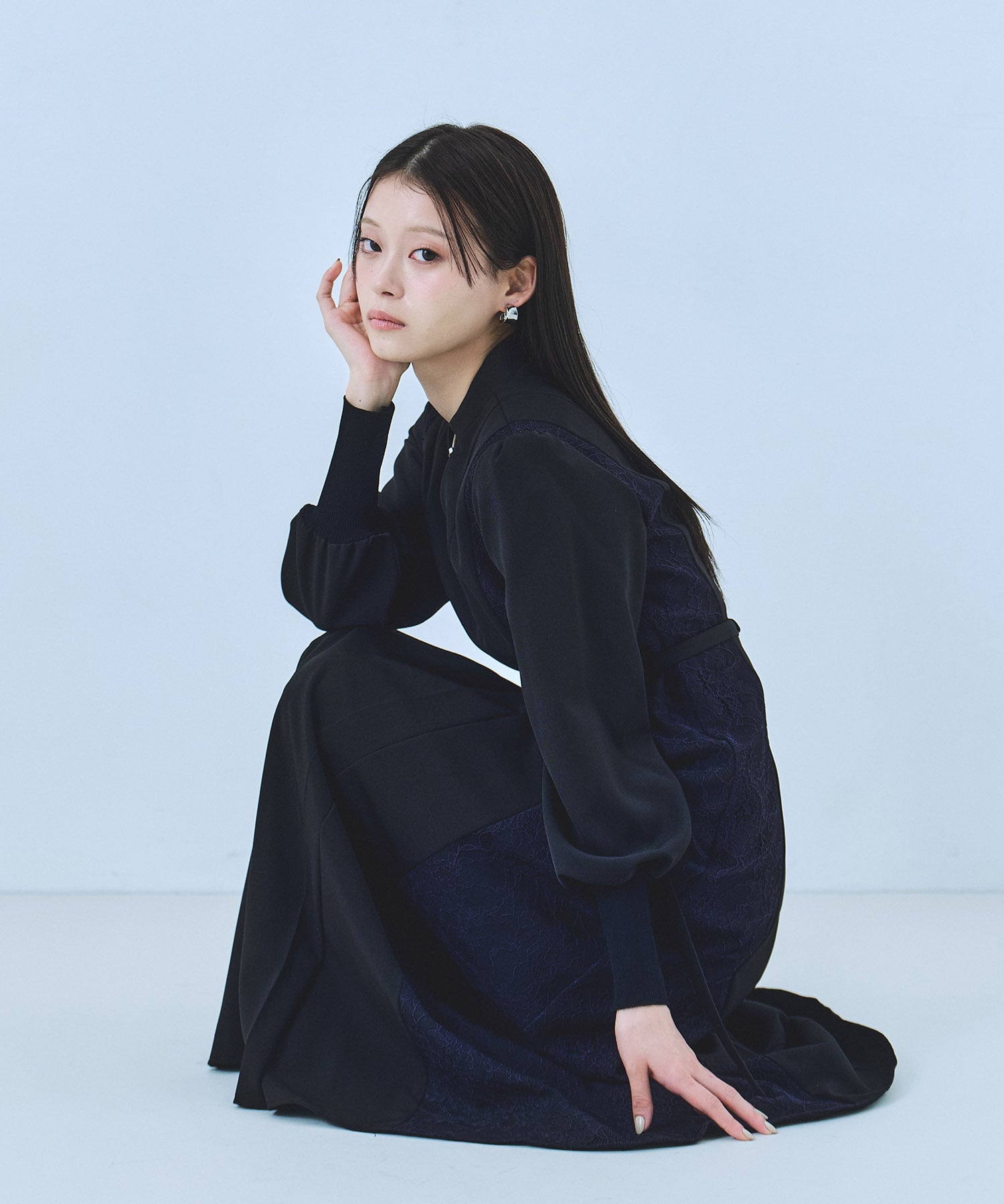 レースドッキングカシュクールワンピース