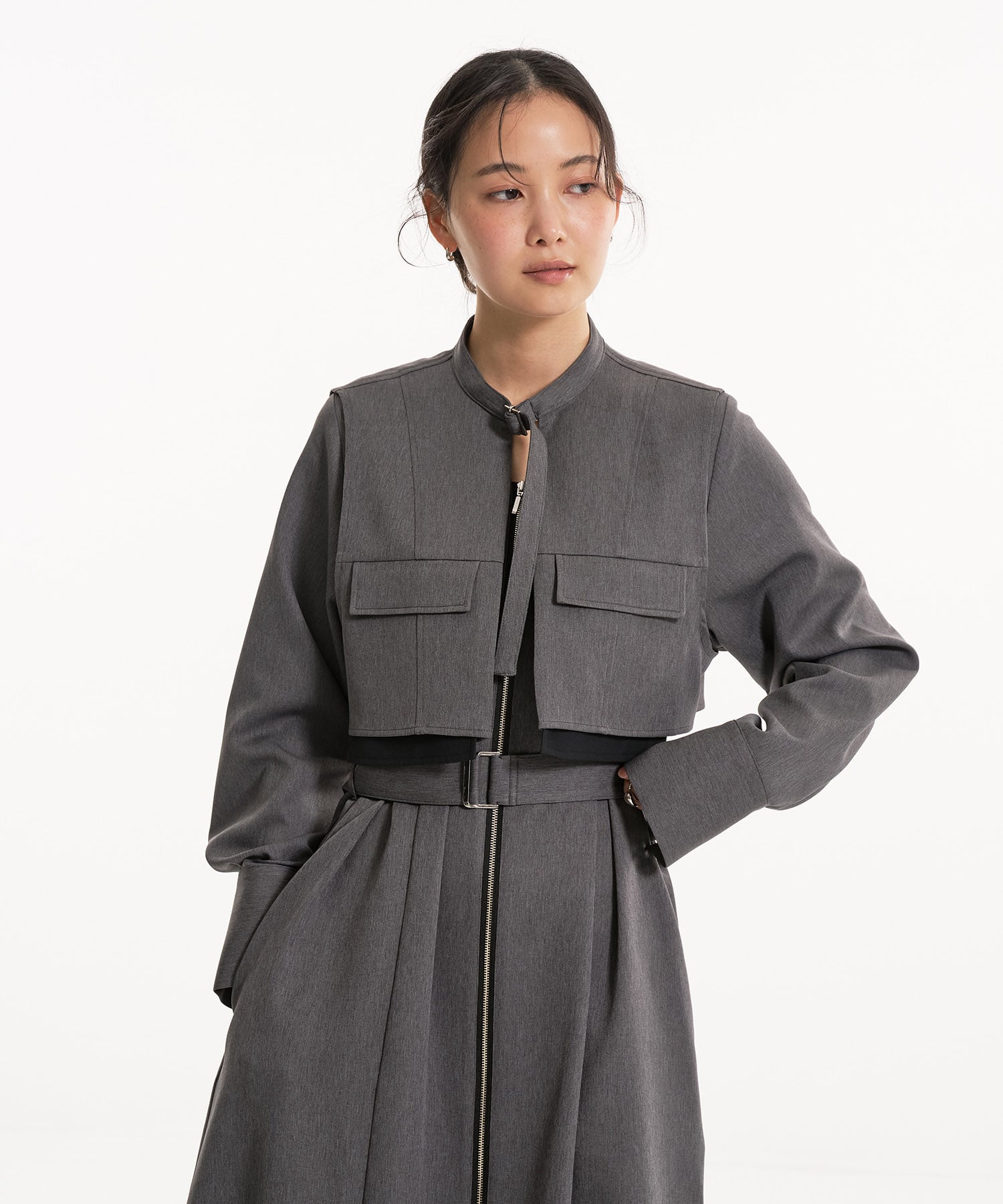 ポケットベストSETジッパーワンピース