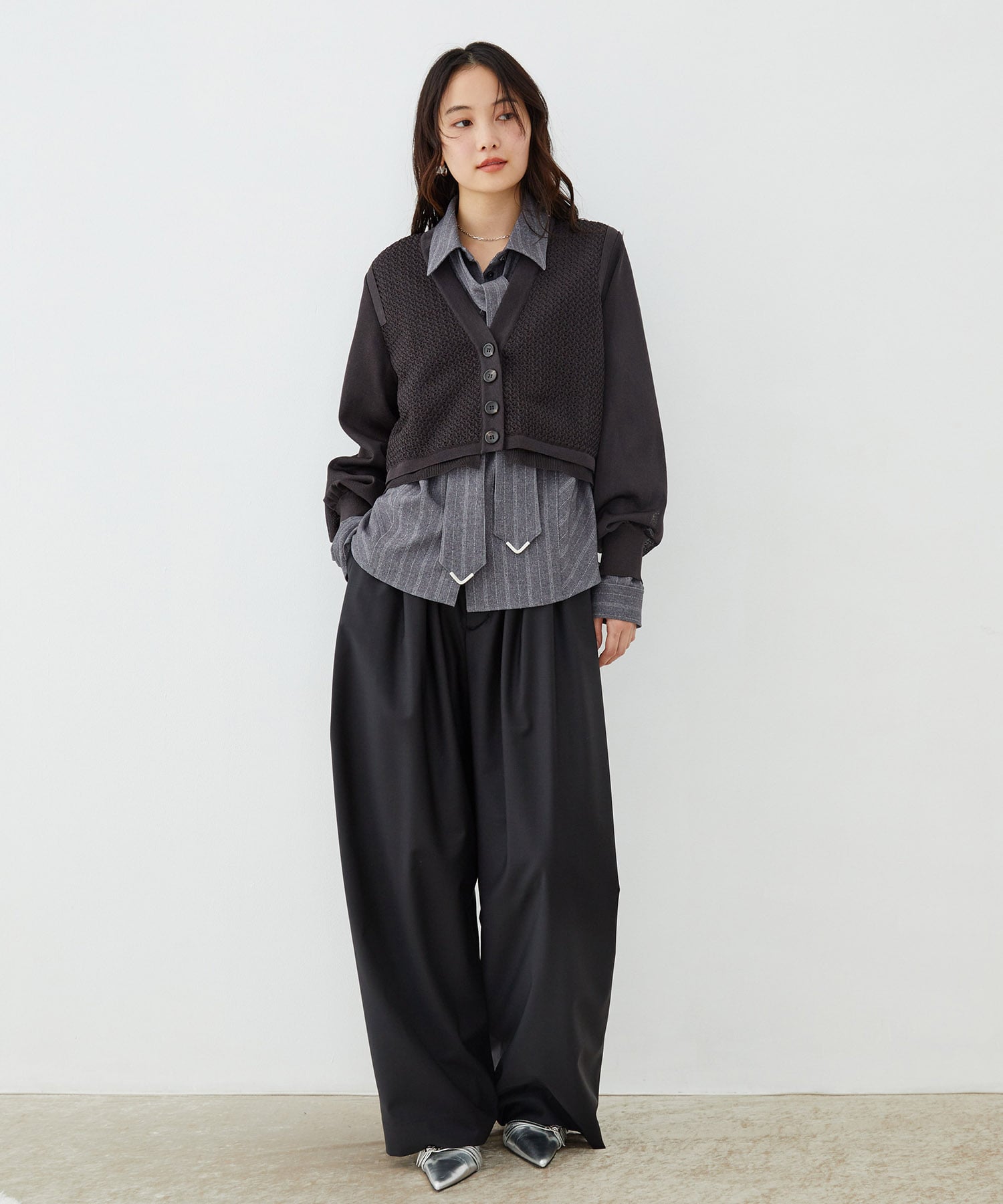 レースパターンカーディガン