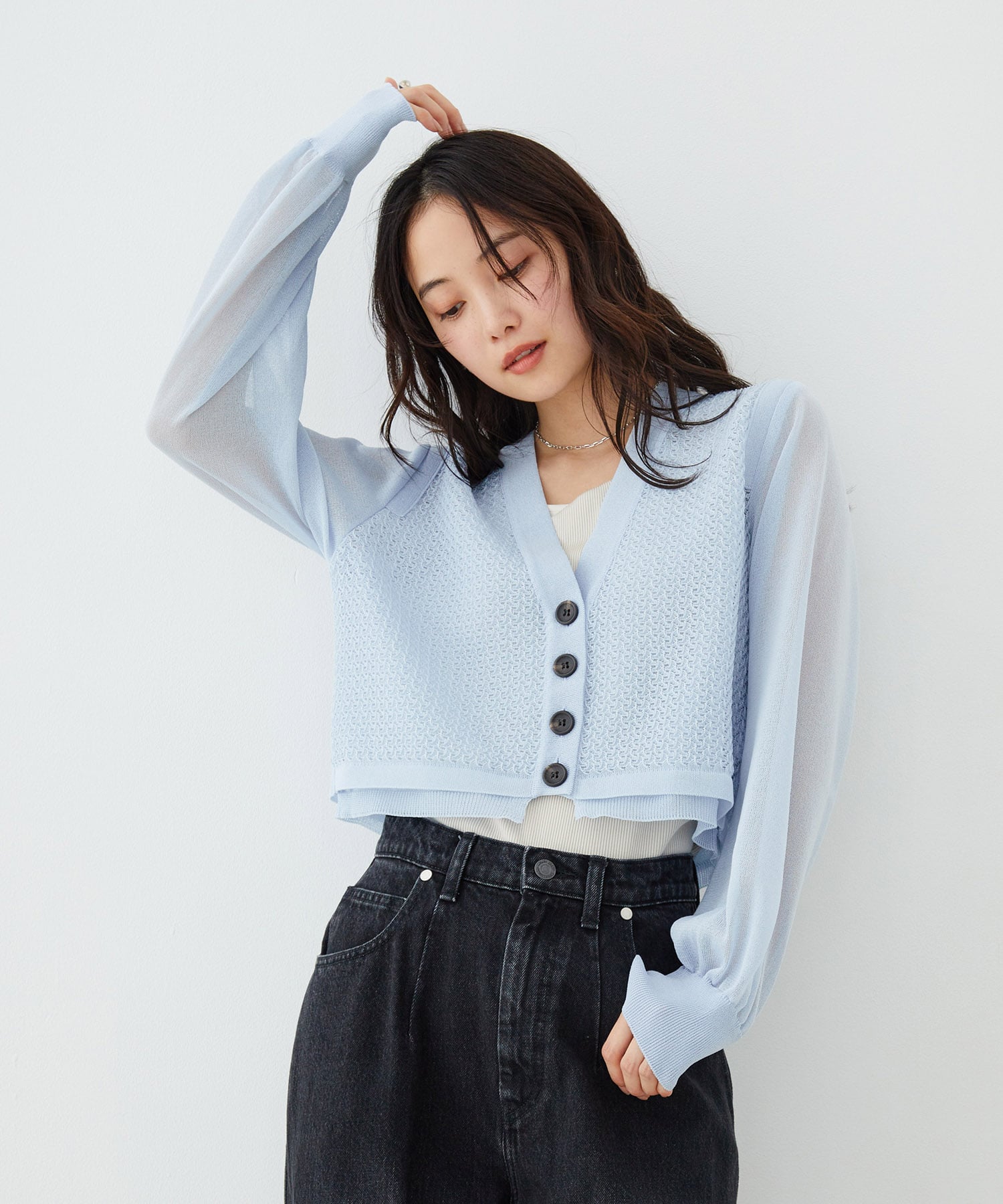 レースパターンカーディガン