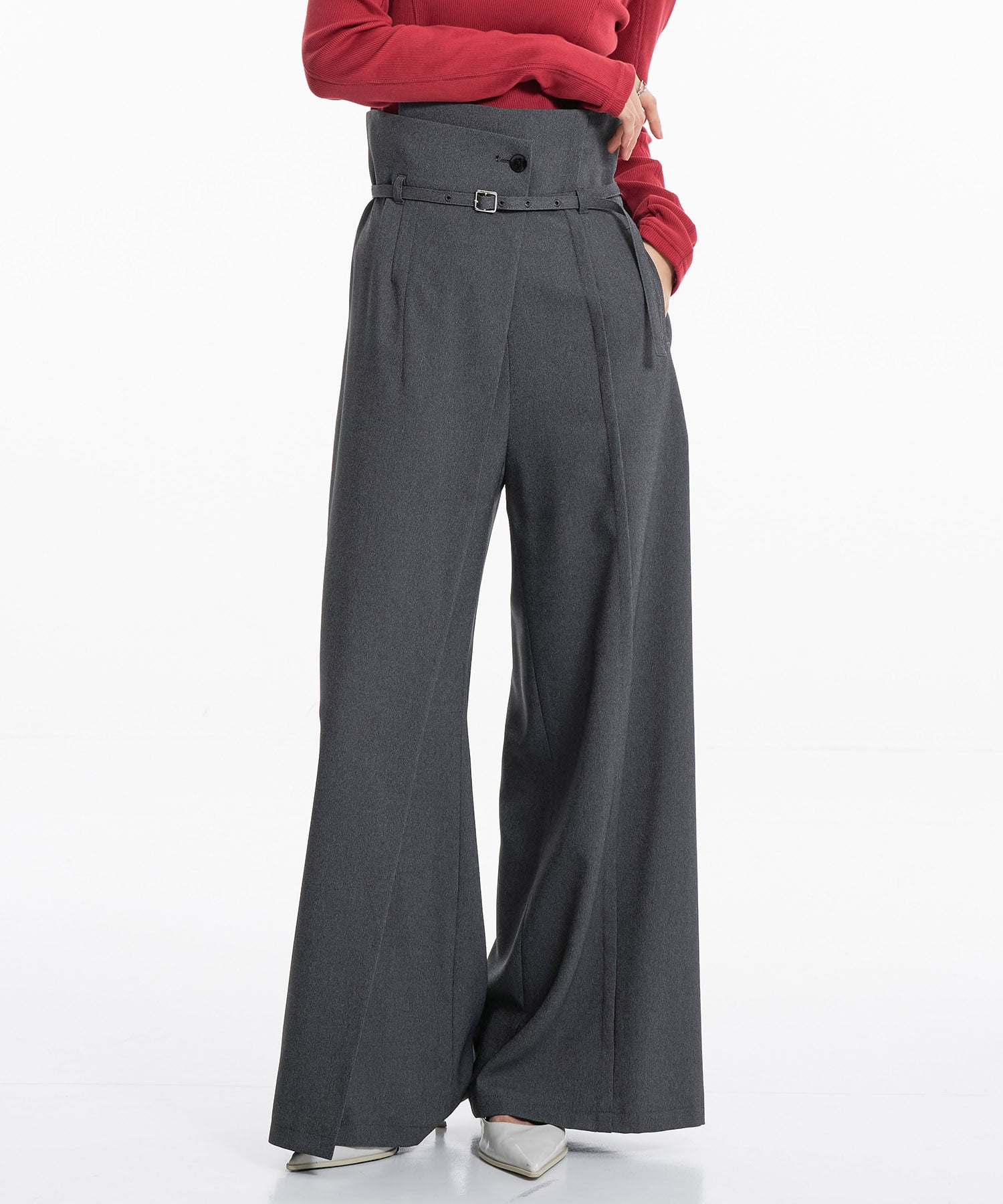 HAKAMAベルトワイドパンツ