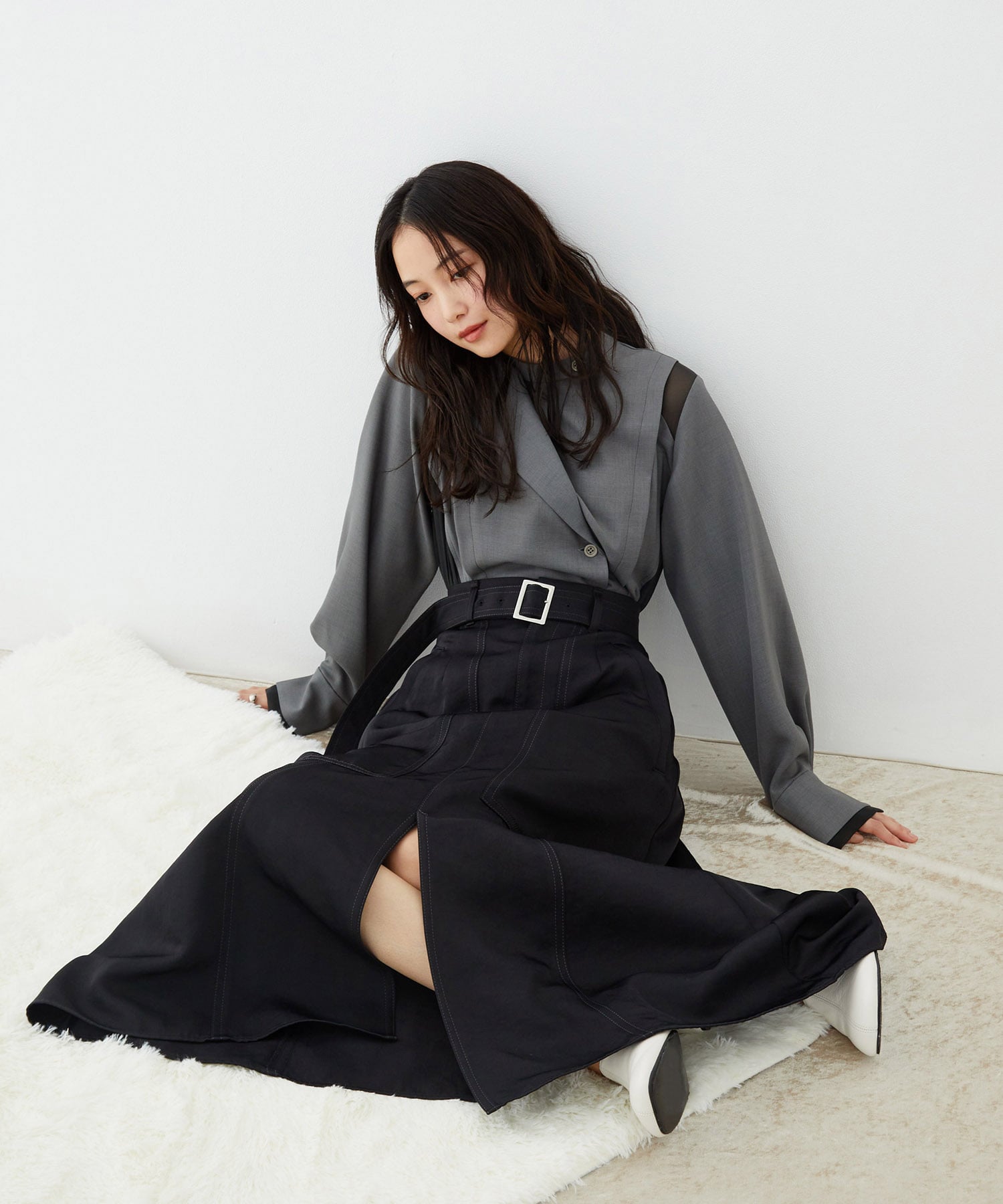 ステッチワークポケットスカート