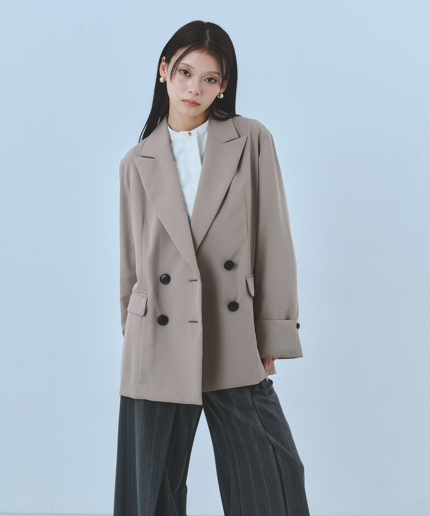 バックベルトレイヤードジャケット