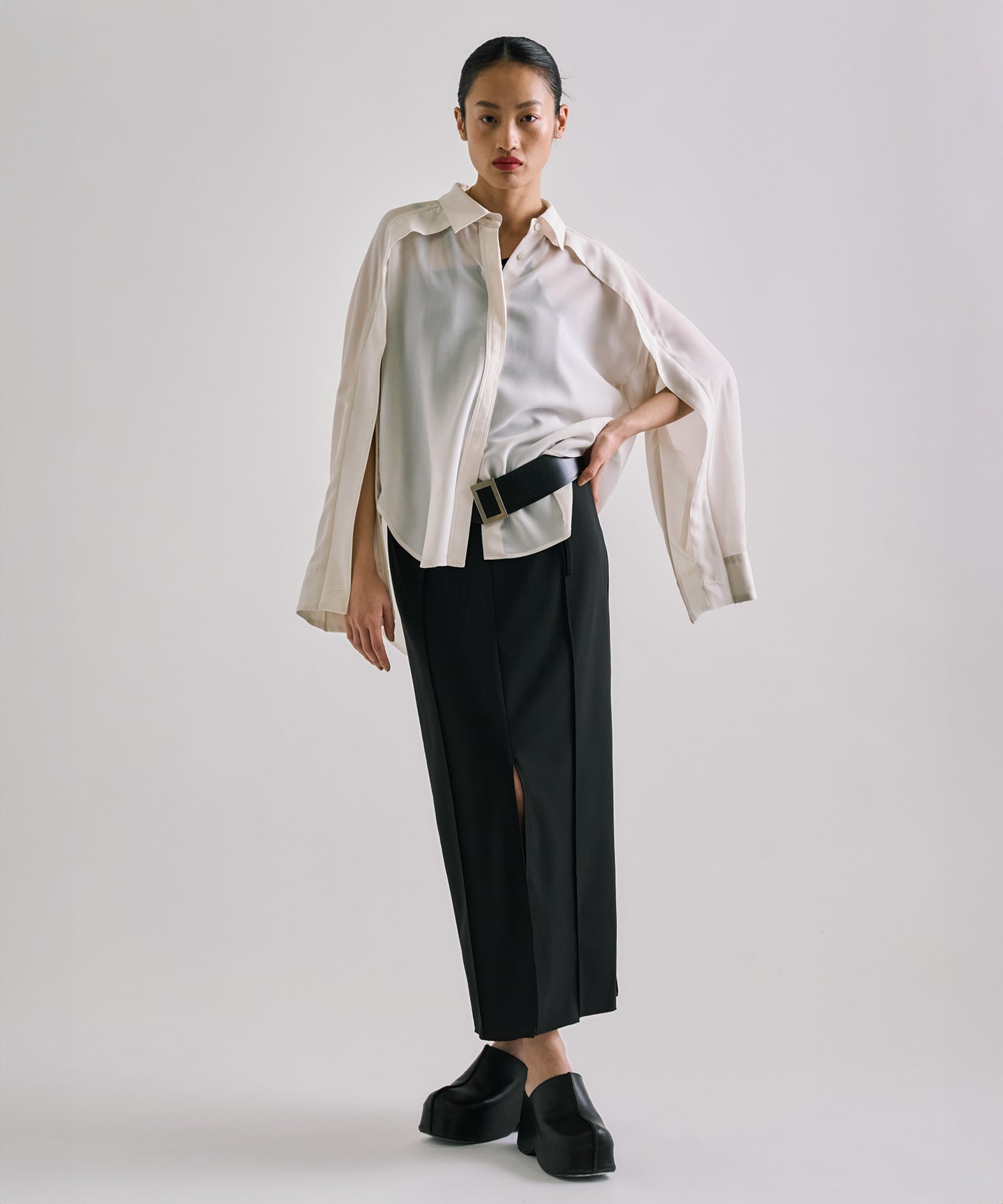 Cape Detail Sheer Over Shirt