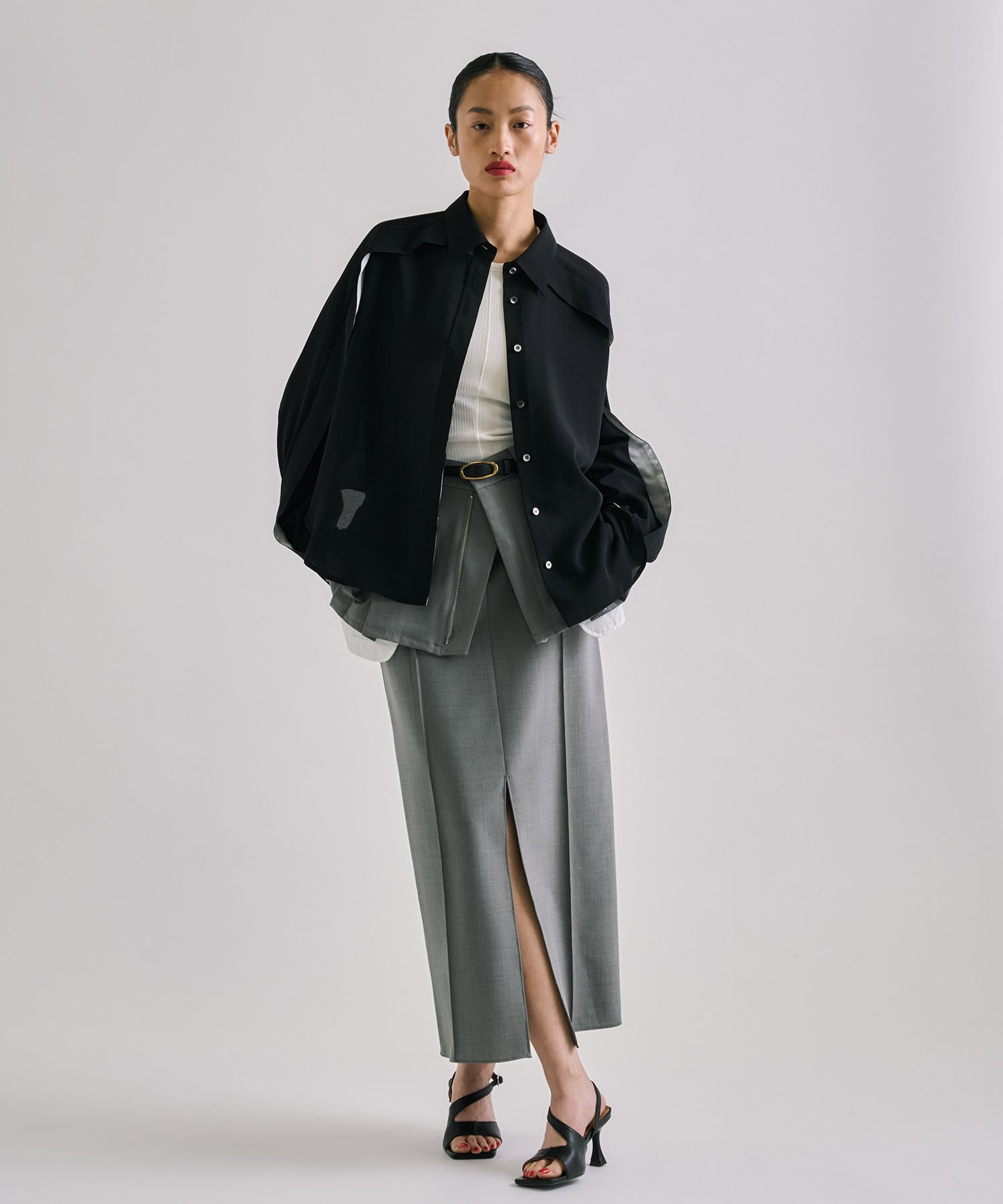 Cape Detail Sheer Over Shirt