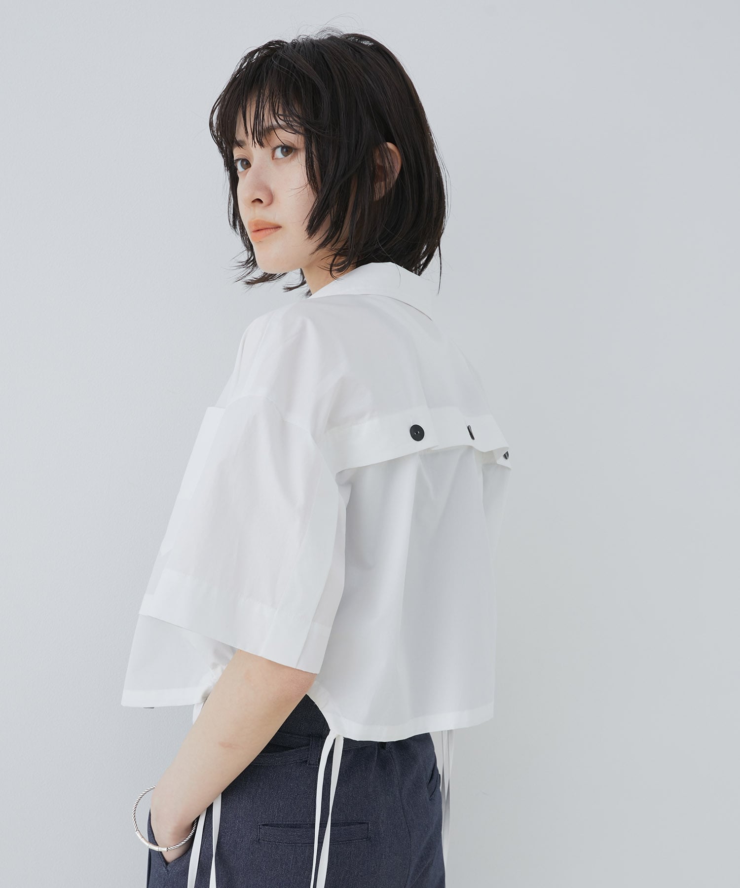 オープンヨークショートシャツ