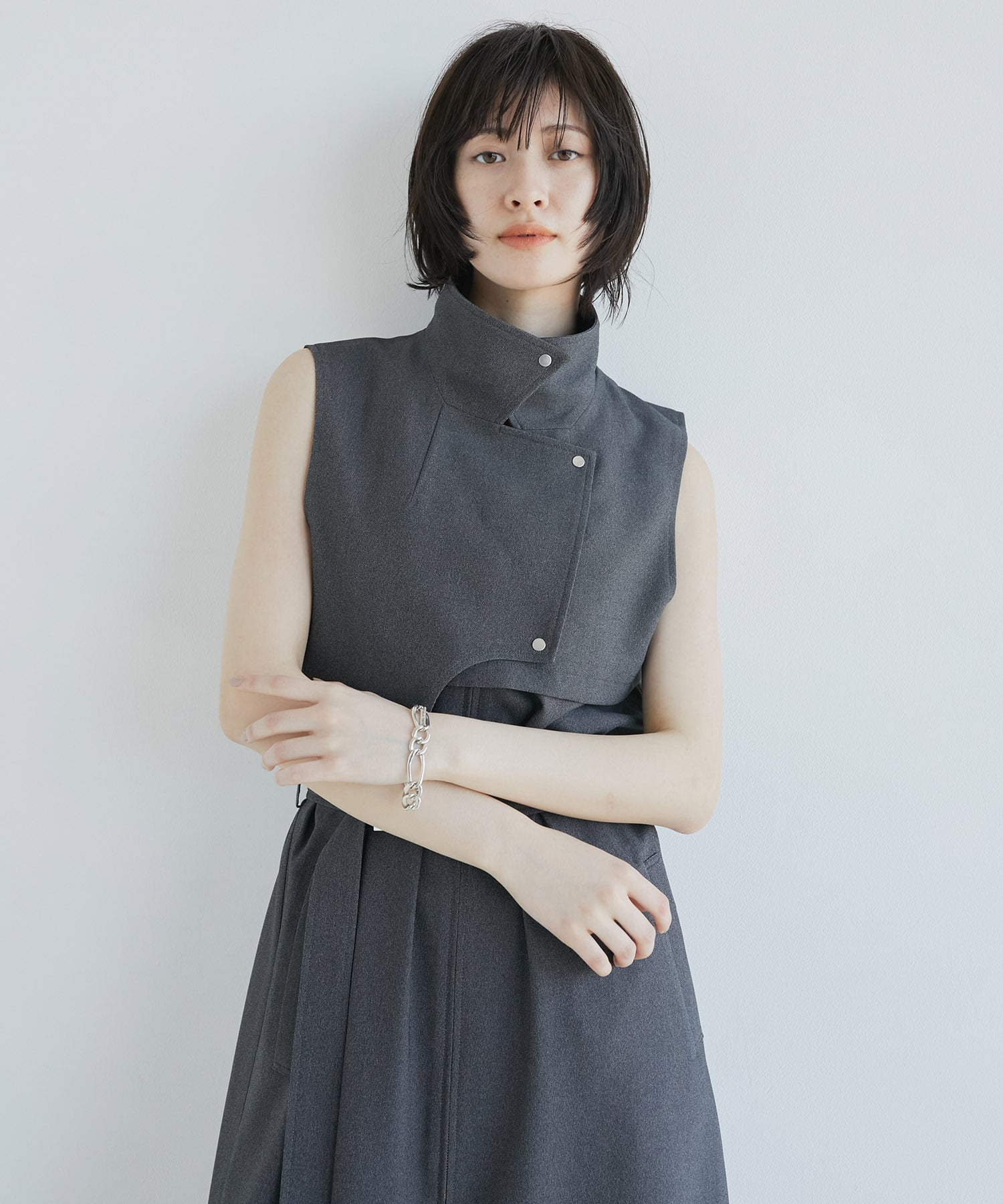 3WAYイレギュラーベストSETワンピース(1 DARK GREY