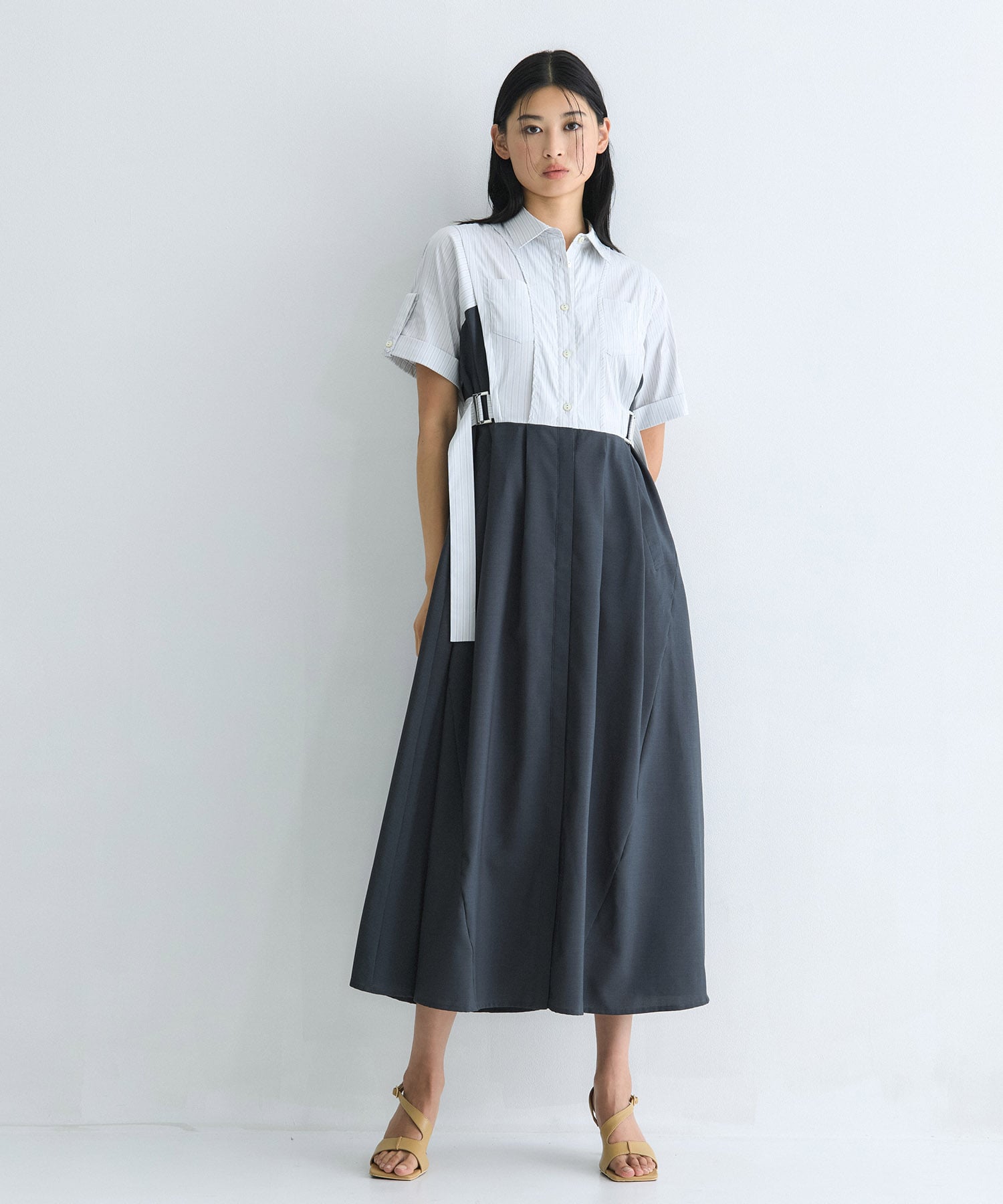 UNITED TOKYO サイドベルトシャツワンピース サイドベルトシャツワンピース(1 GREY): : ウィメンズ｜UNITED