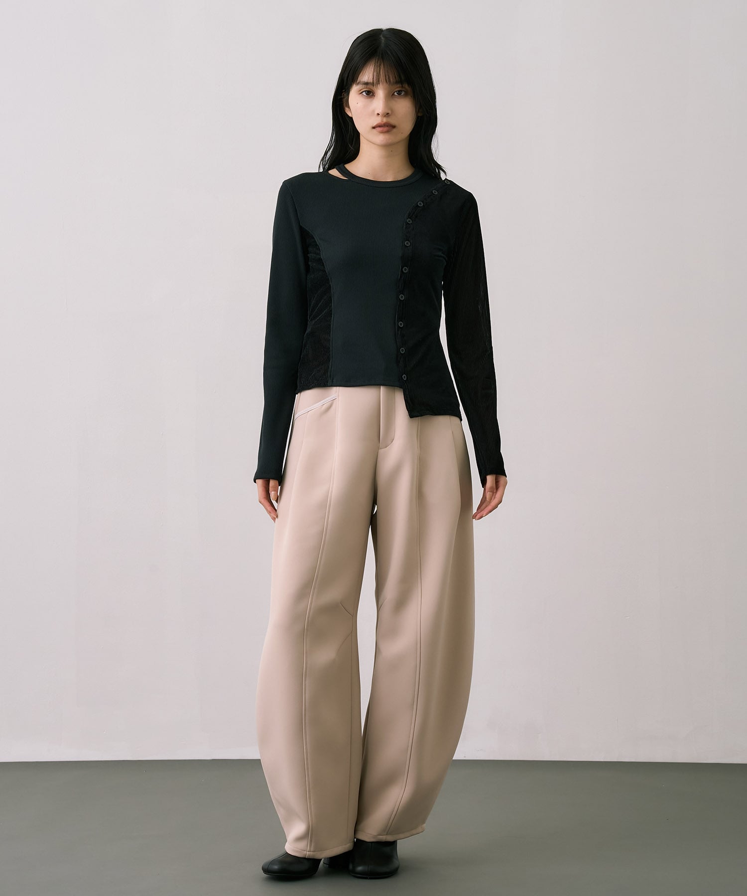 シアーベロアリブMIXプルオーバー