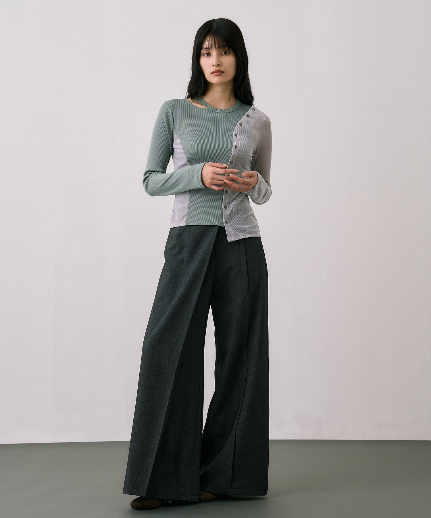 シアーベロアリブMIXプルオーバー