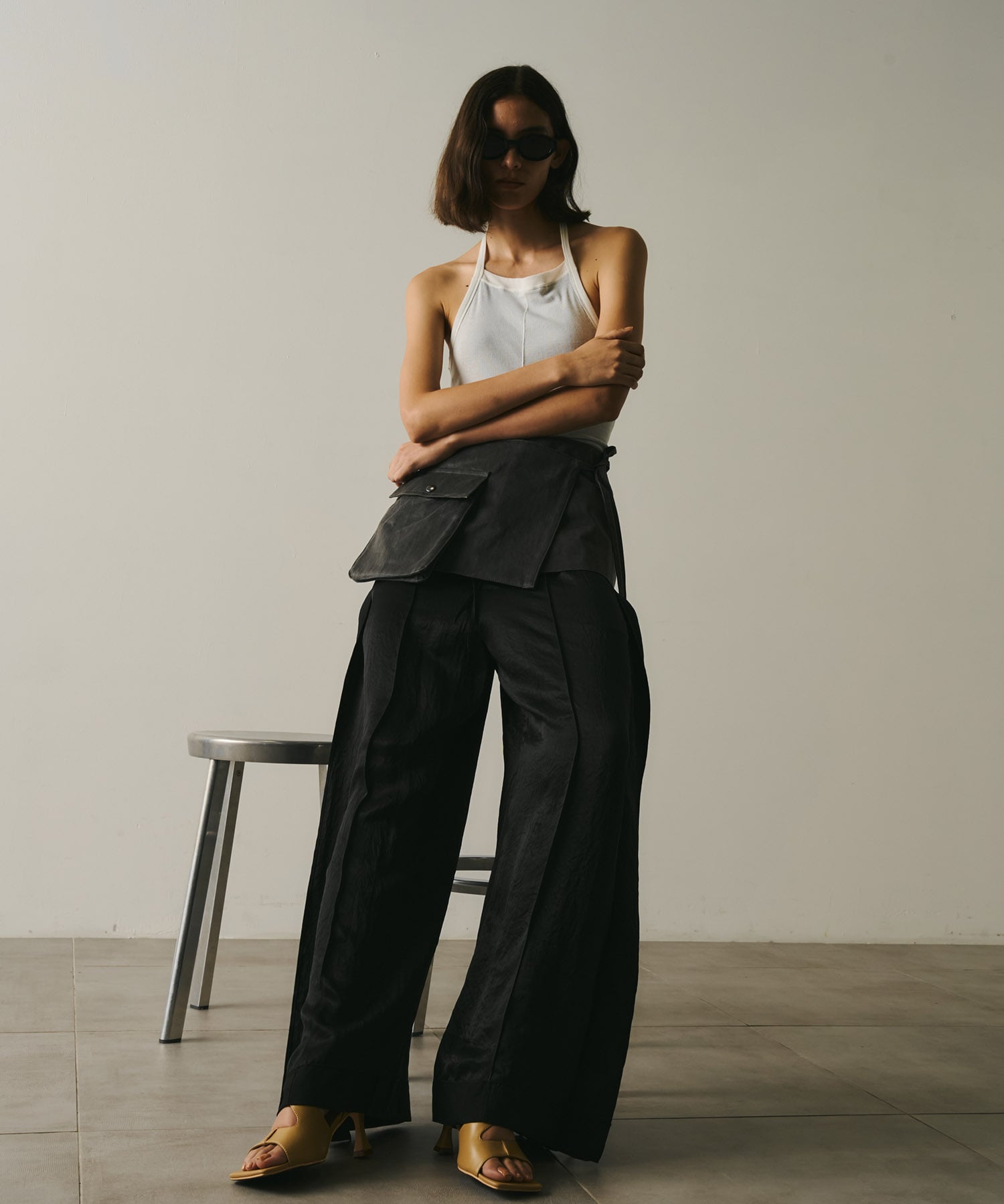 Vintage Leather Belted Satin Pants