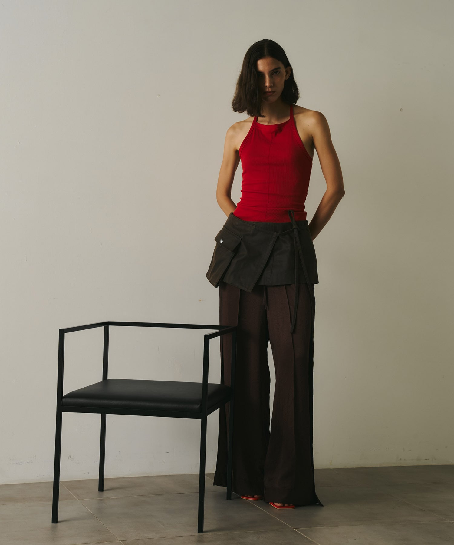 Vintage Leather Belted Satin Pants