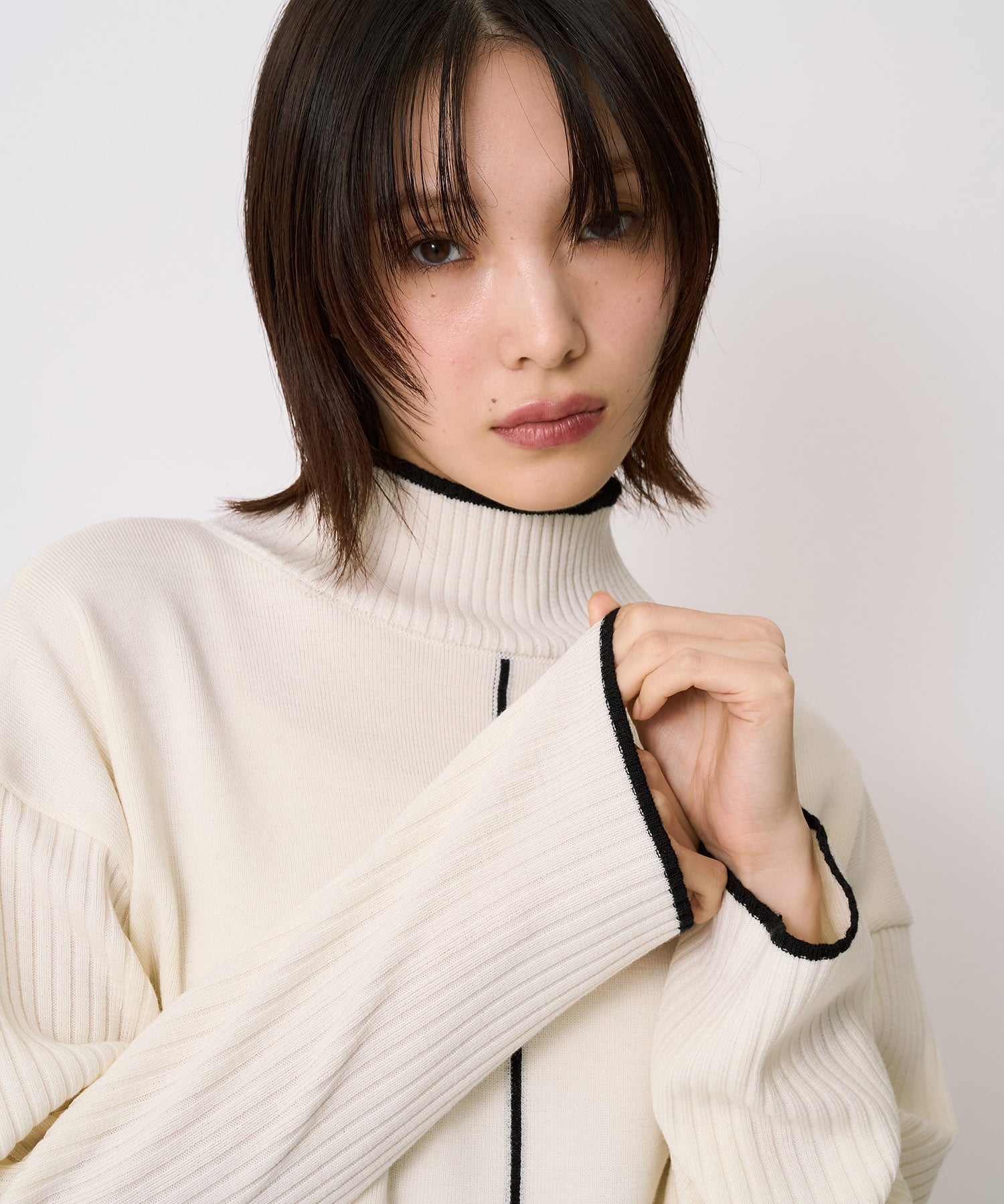 Wool100-ウォッシャブルタートルネックニット