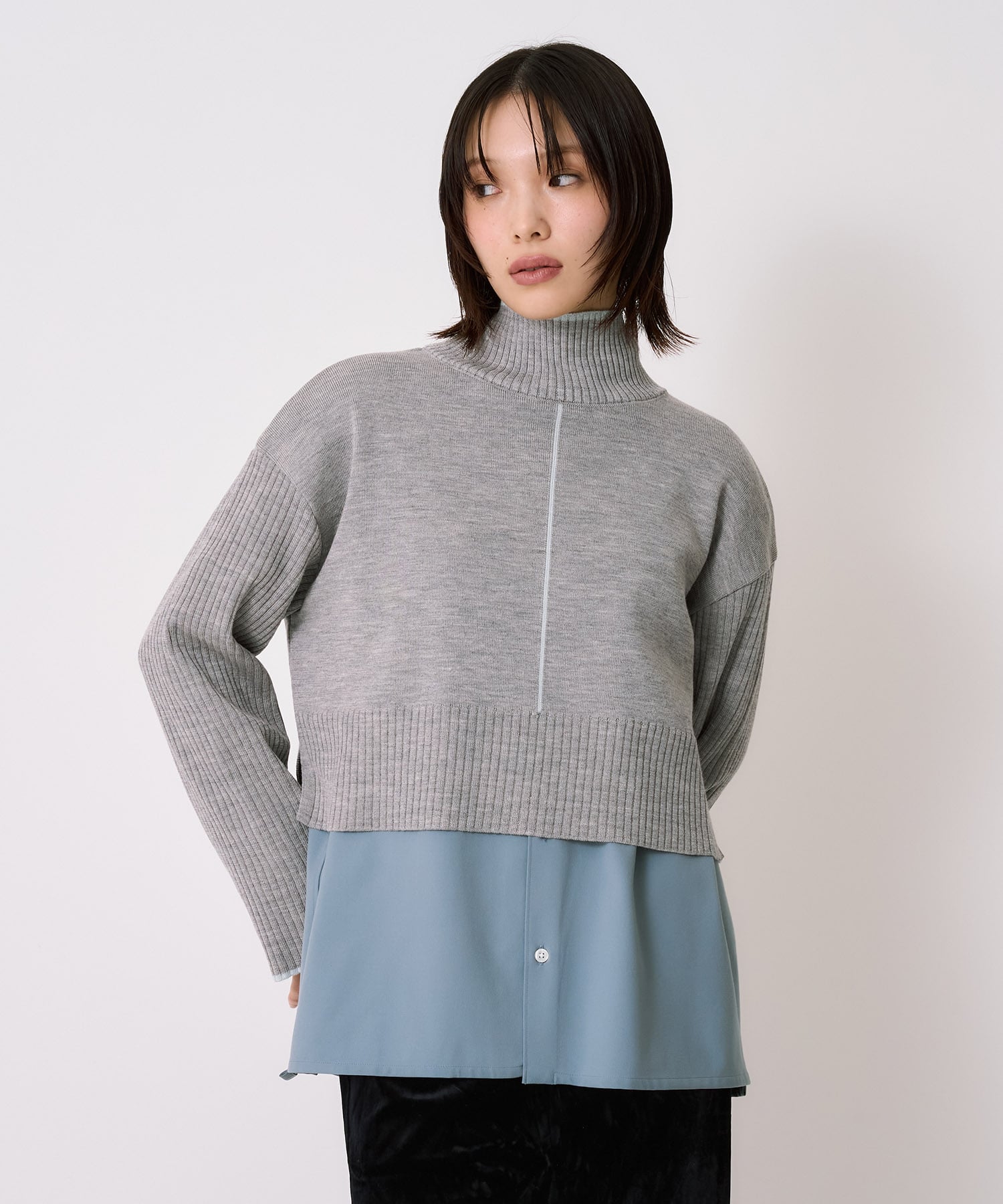 Wool100-ウォッシャブルタートルネックニット