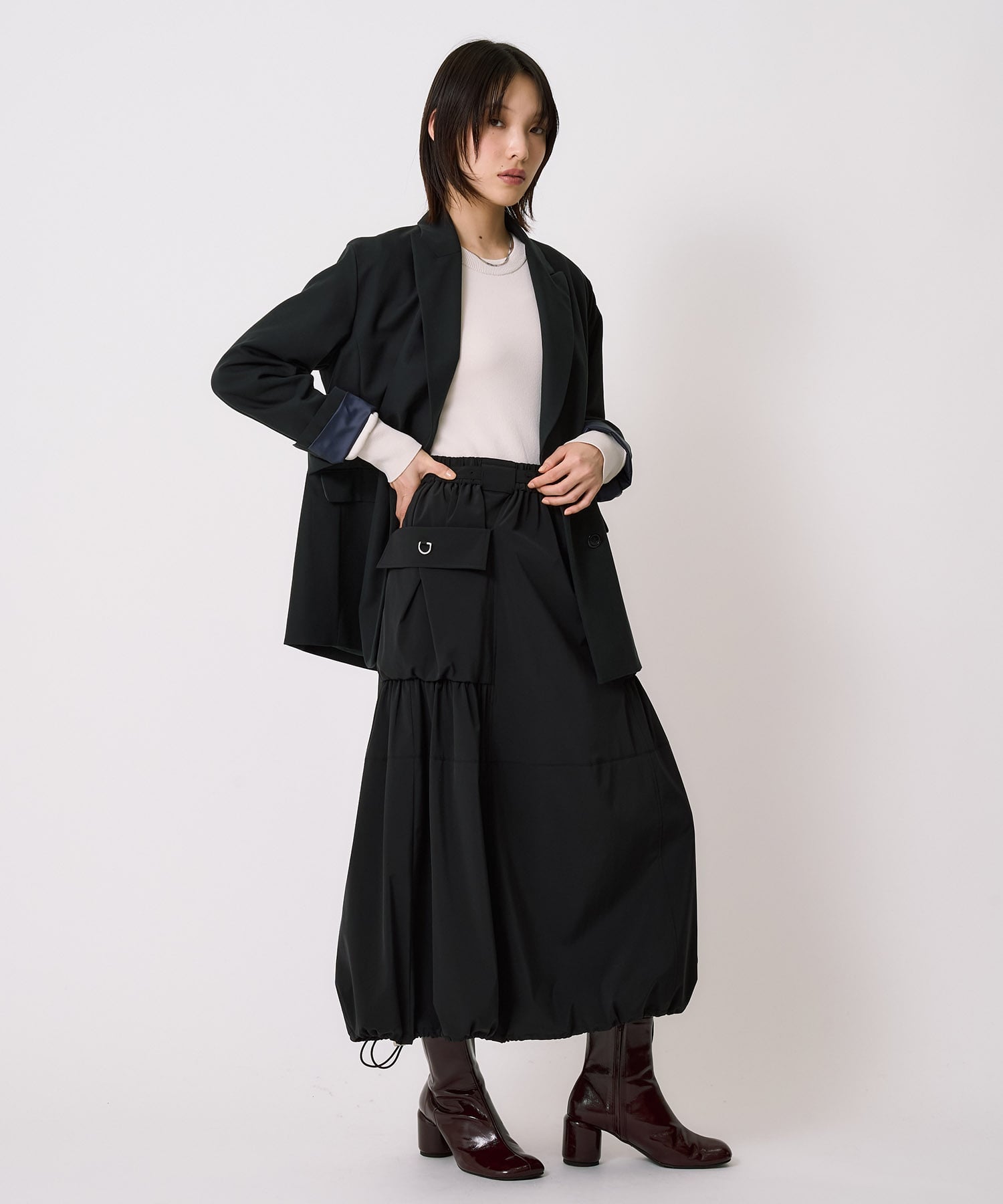 ショルダータックニットトップス