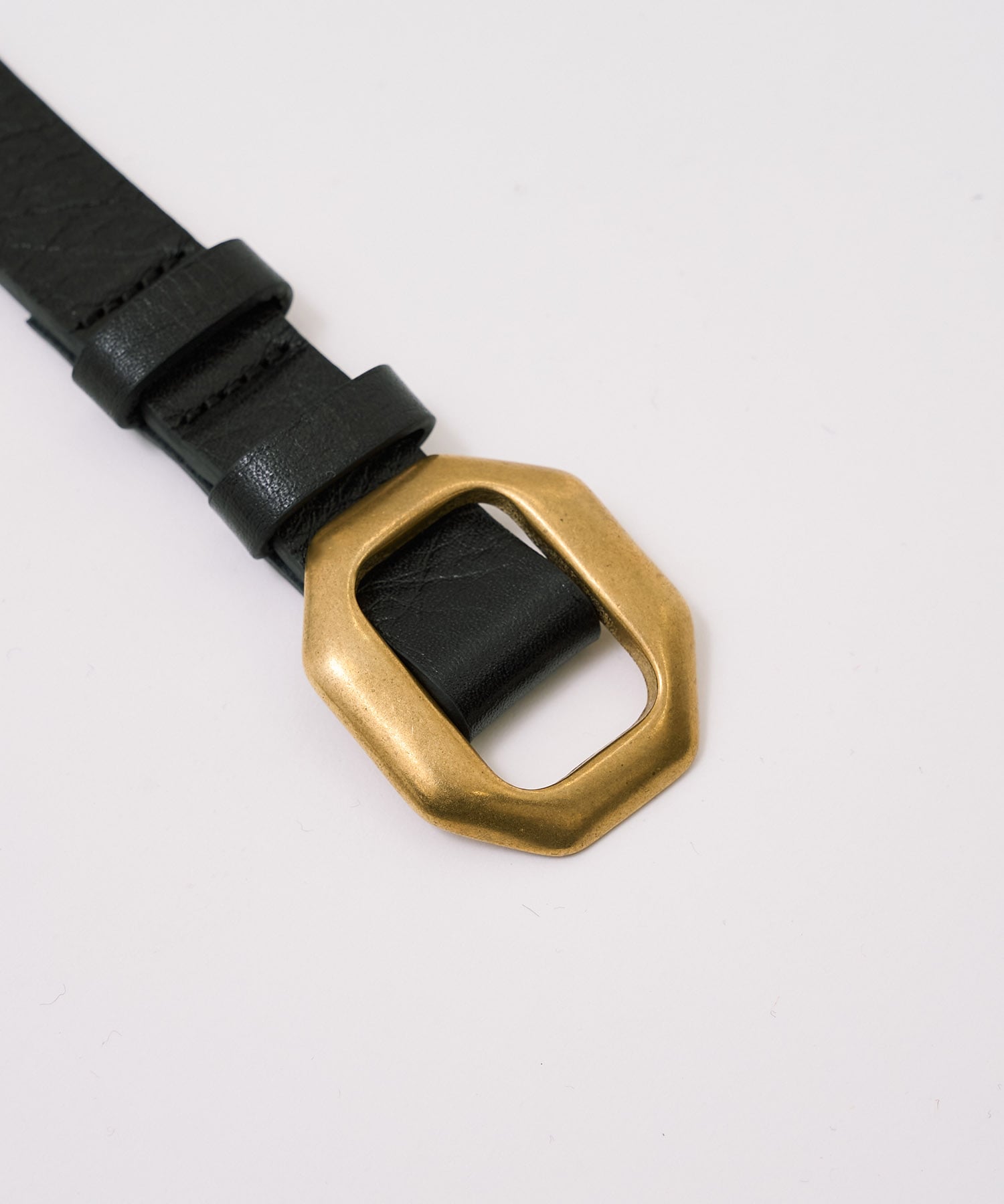 Octagon Buckle Leather Belt